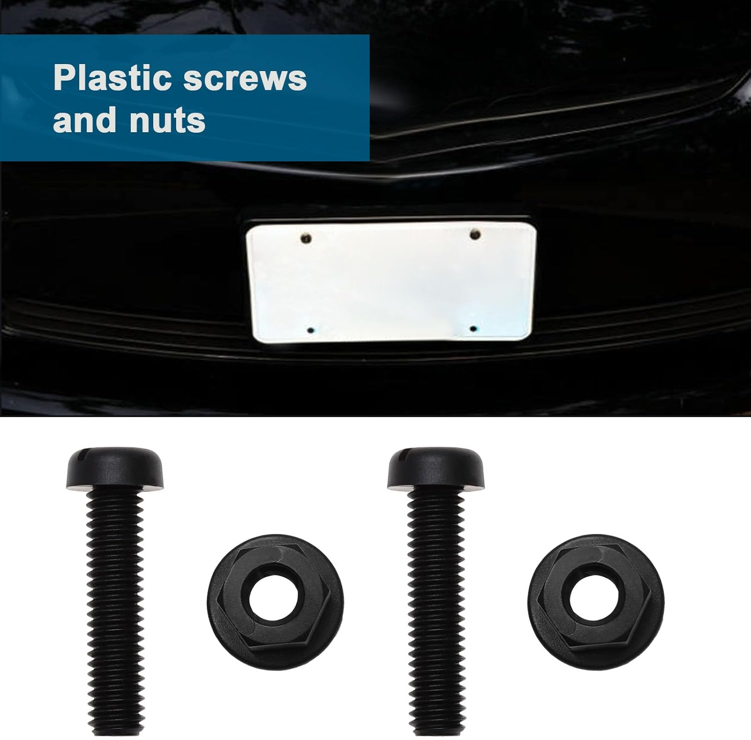 Emagtech 30 Sets Plastic License Plate Screws with Hex Nuts M6 Car Number Plate Fixing Fitting Fasteners for Car Auto Motorcycle Supplies (15 Sets Black & 15 Sets White) image number 5