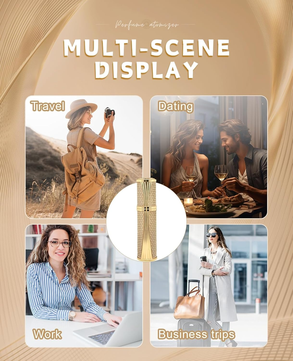 ASADAYS Perfume Atomiser - New Shell - Travel Bottle Refillable Bottom Spray Bottle Mini Size Luxury Fashion Shiny 5Ml Filled Leakproof Portable Airplane (Custom Made, Mint Whisper) image number 3