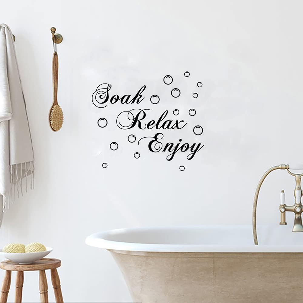 ADECALS Soak Relax Enjoy Wall Decal, Black Vinyl, Typographic Quote Wall Art for Home Bathroom (23.6''X11.8'') - Laundry 02 image number 7