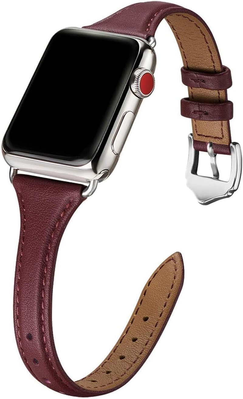 Leather Band Compatible with Apple Watch Strap Women, Genuine Leather Thin Slim Bracelet Bands for Iwatch Series 11 SE 10 9 8 7 6 5 4 3 2 1 Ultra (42Mm 41Mm 40Mm 38Mm) image number 6