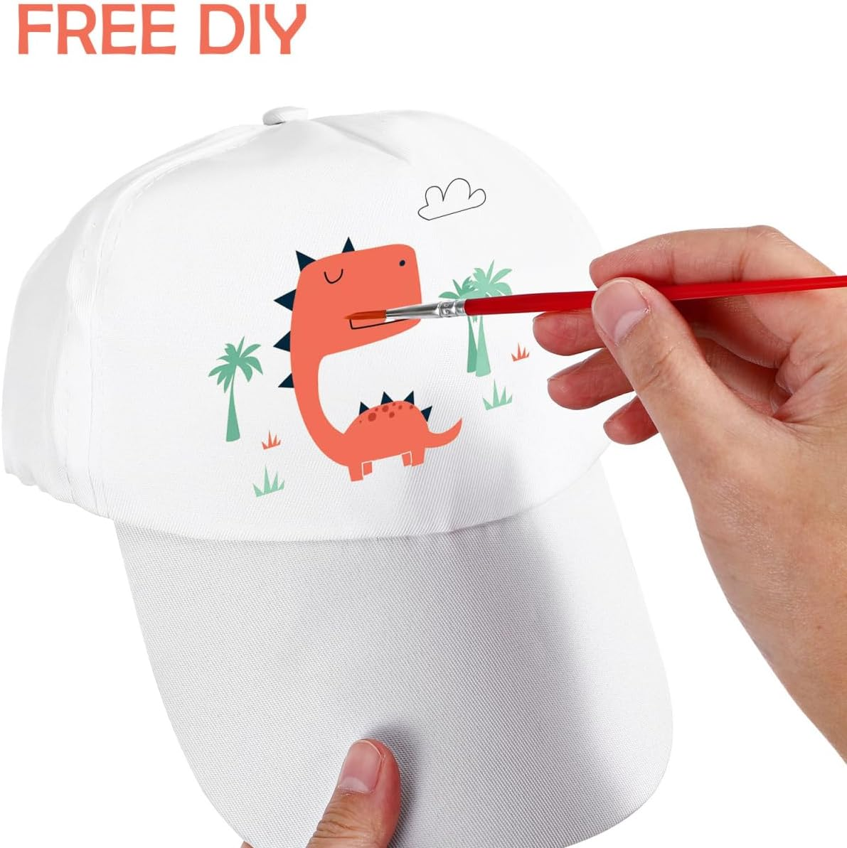 STOBOK 10Pcs Plain Blank Cotton Baseball Caps - DIY Kids Painting Hats for Art Craft, White Sun Hats for Outdoor Sports image number 2