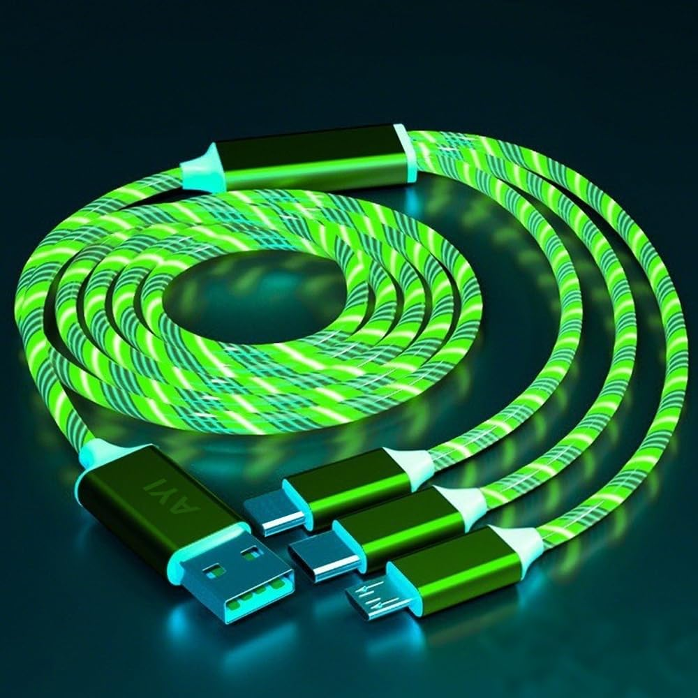 AYI 4In1 Multi Ports Charger 4 Combinations in One Cable USB A/Type C to Type C PD 100W Fast Charging Cord Flexible Nylon Braid Compatible with Almost of Electrical Devices-Multi Ports Braid Green