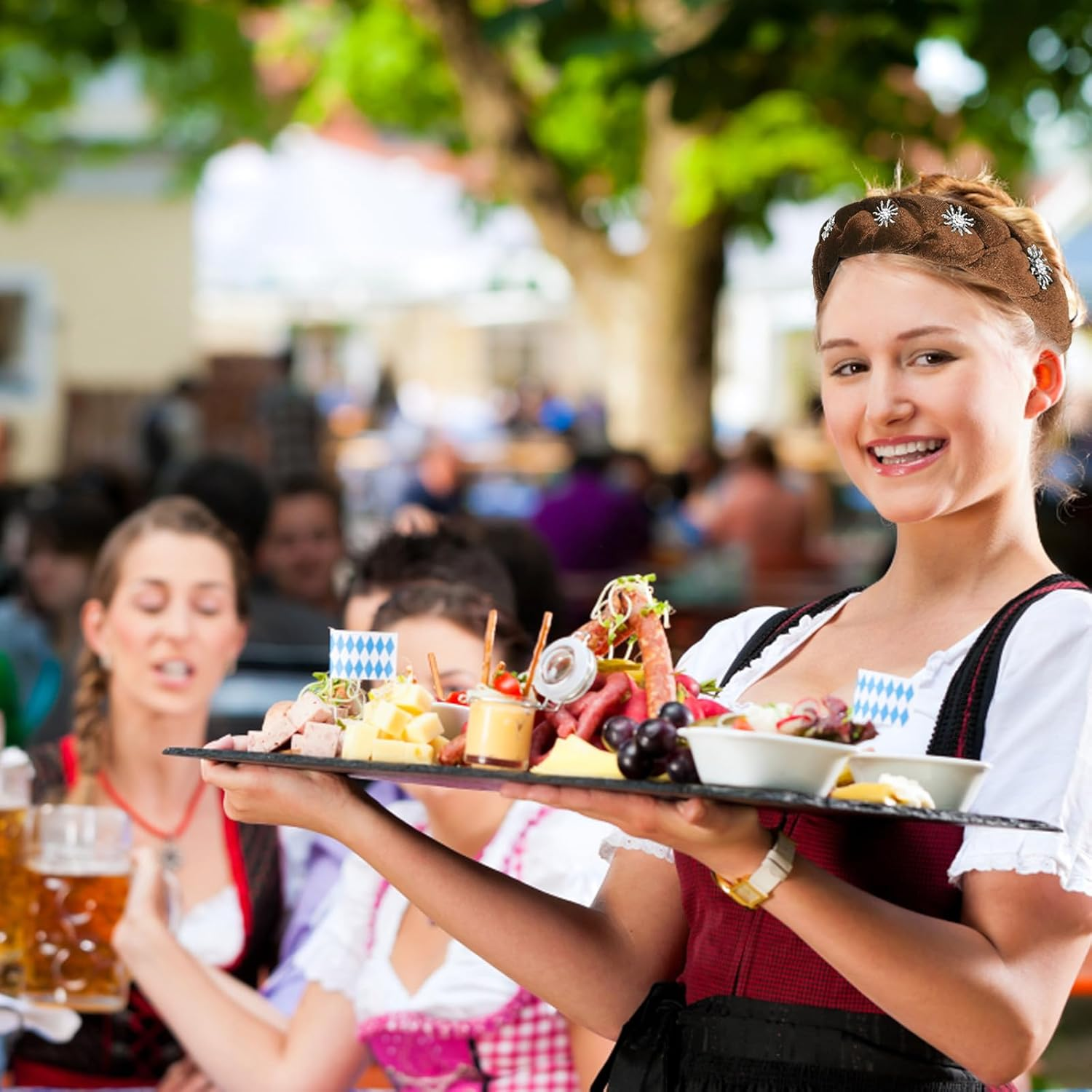 Pack of 2 Vintage Costume Headbands, Cross Braid Headband Dirndl for Make-Up, Face Wash, Headpiece, Oktoberfest Costume, Theme Party, Carnival image number 6