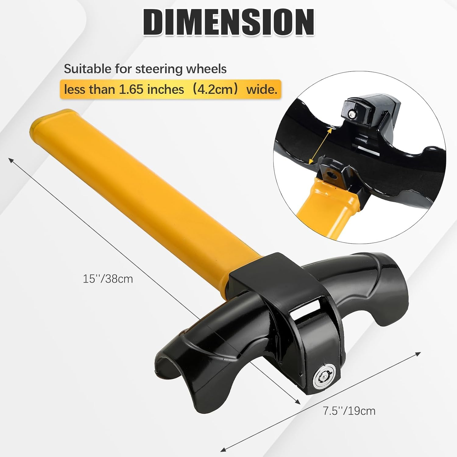 Universal Anti-Theft Car Auto Security Rotary Steering Wheel Lock, Heavy Duty Steering Wheel Lock with 2 Keys Car Security Lock for Truck Van Suvs image number 2