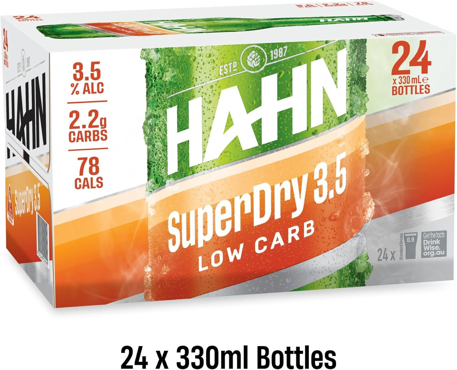 Hahn Superdry 3.5 Mid Strength Australian Lager Beer 3.5% ABV 24 Pack X 330 Ml Bottle Case image number 4