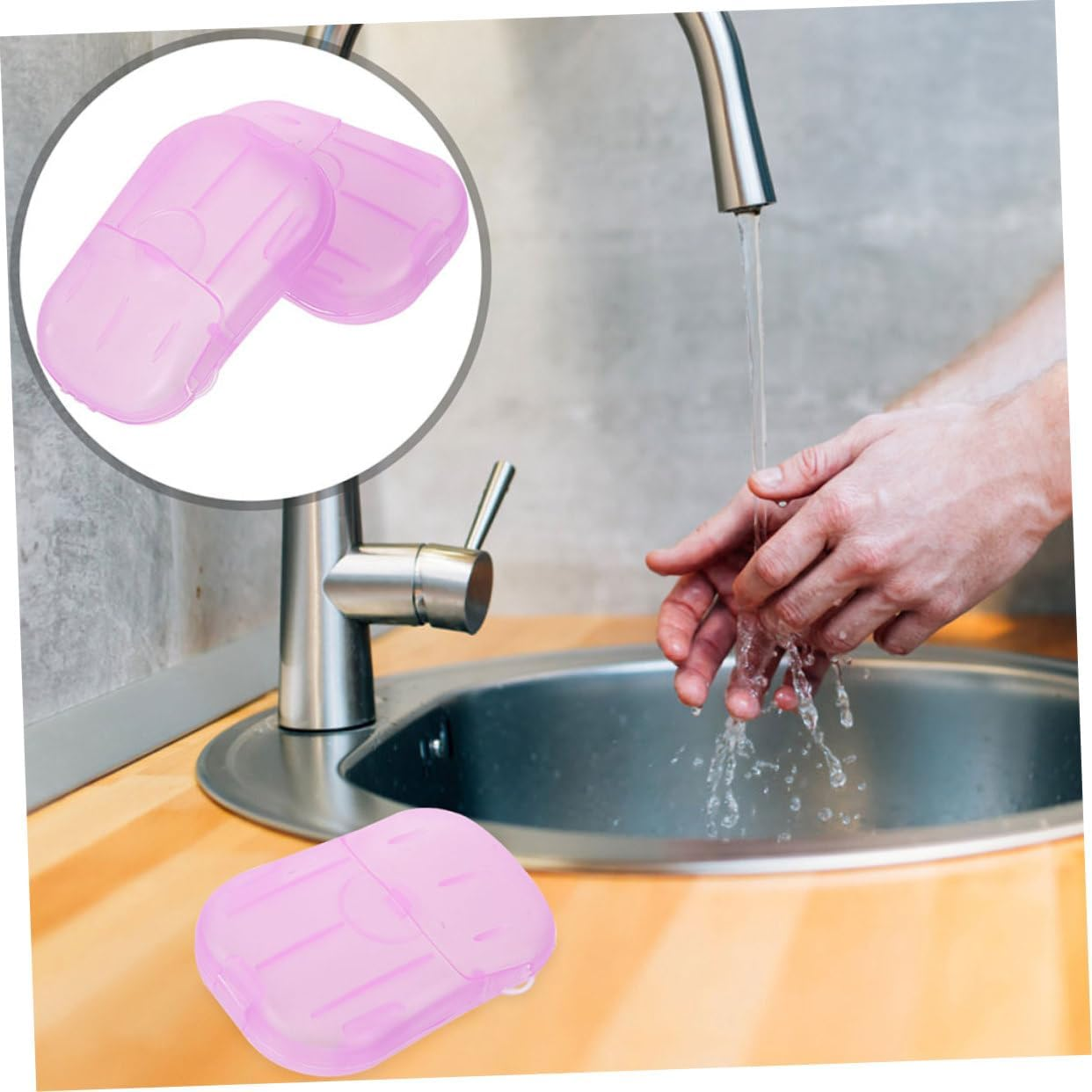 Travel Soap Sheets Portable Hand Wash Soap 15 Boxes Purple for Outdoor Camping Hiking Children&rsquo;S Travel Toiletries image number 2