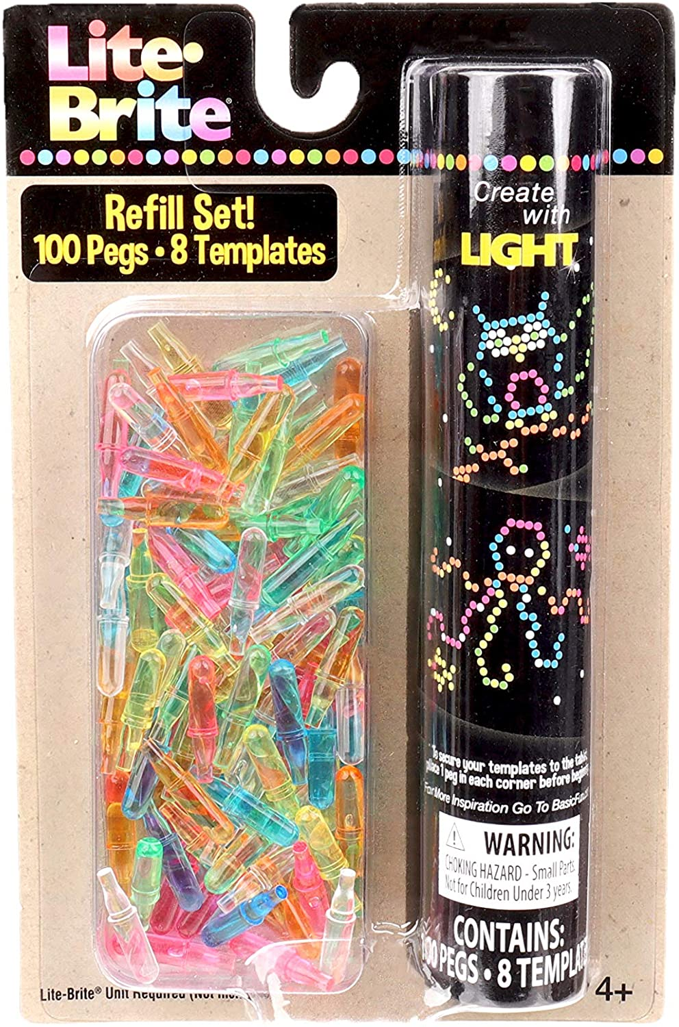 Lite-Brite Peg and Template Refill Pack, Light up Drawing Board Accessories, LED Drawing Board Pegs with Colors, Creative Play, Kids Aged 4+