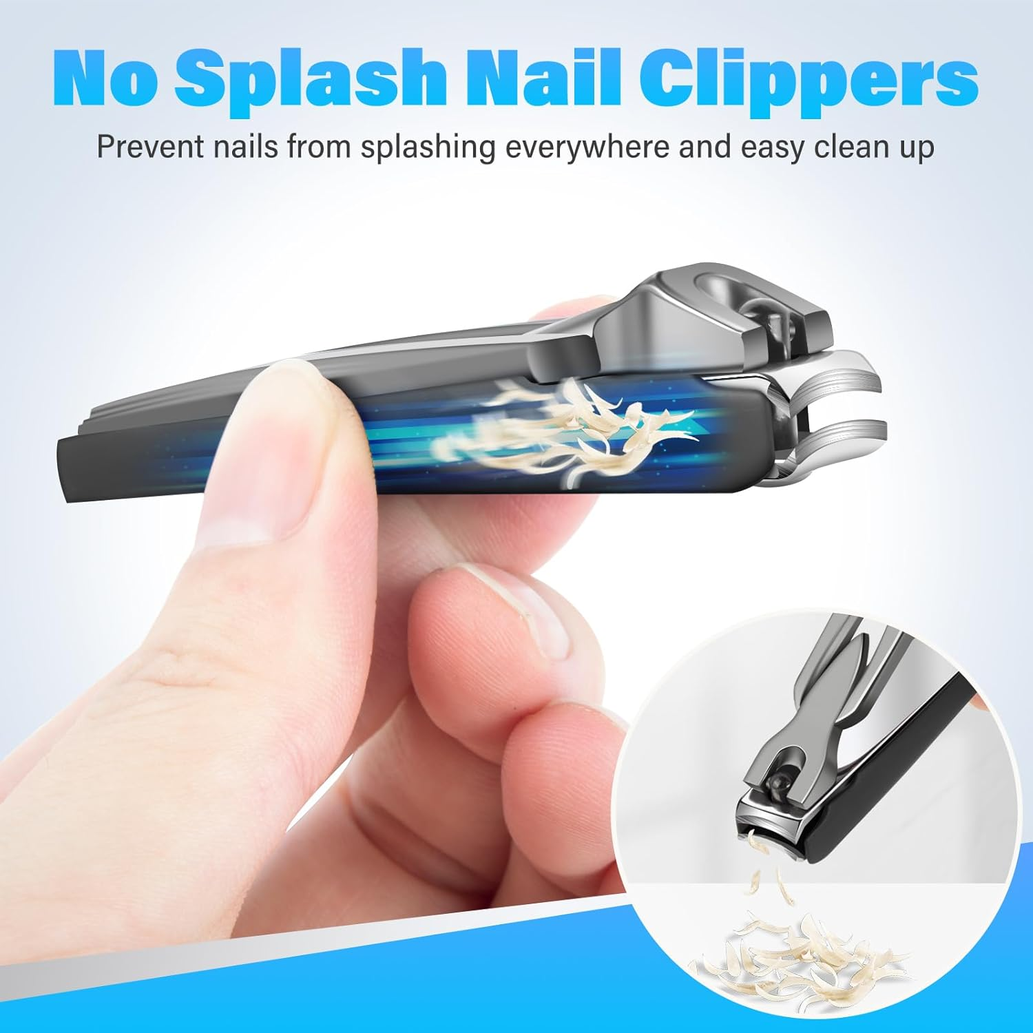 Nail Clippers with Catcher, 2 Pack anti Splash Self-Collecting Fingernail Clippers Mess Free Nail Cutter W Catching Storage image number 1