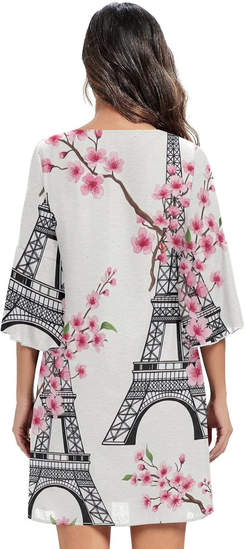 Towers Pink Flowers V Neck Line Dress Printed Line Maternity Dress image number 5