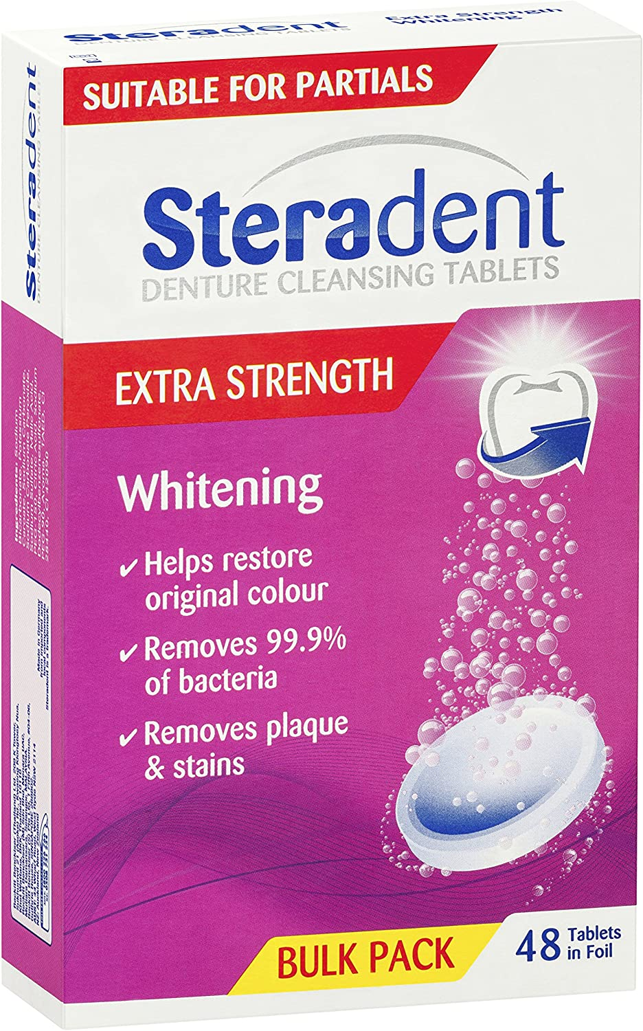 Steradent Denture Cleansing Tablets Arctic Tablets (Pack of 48) image number 3
