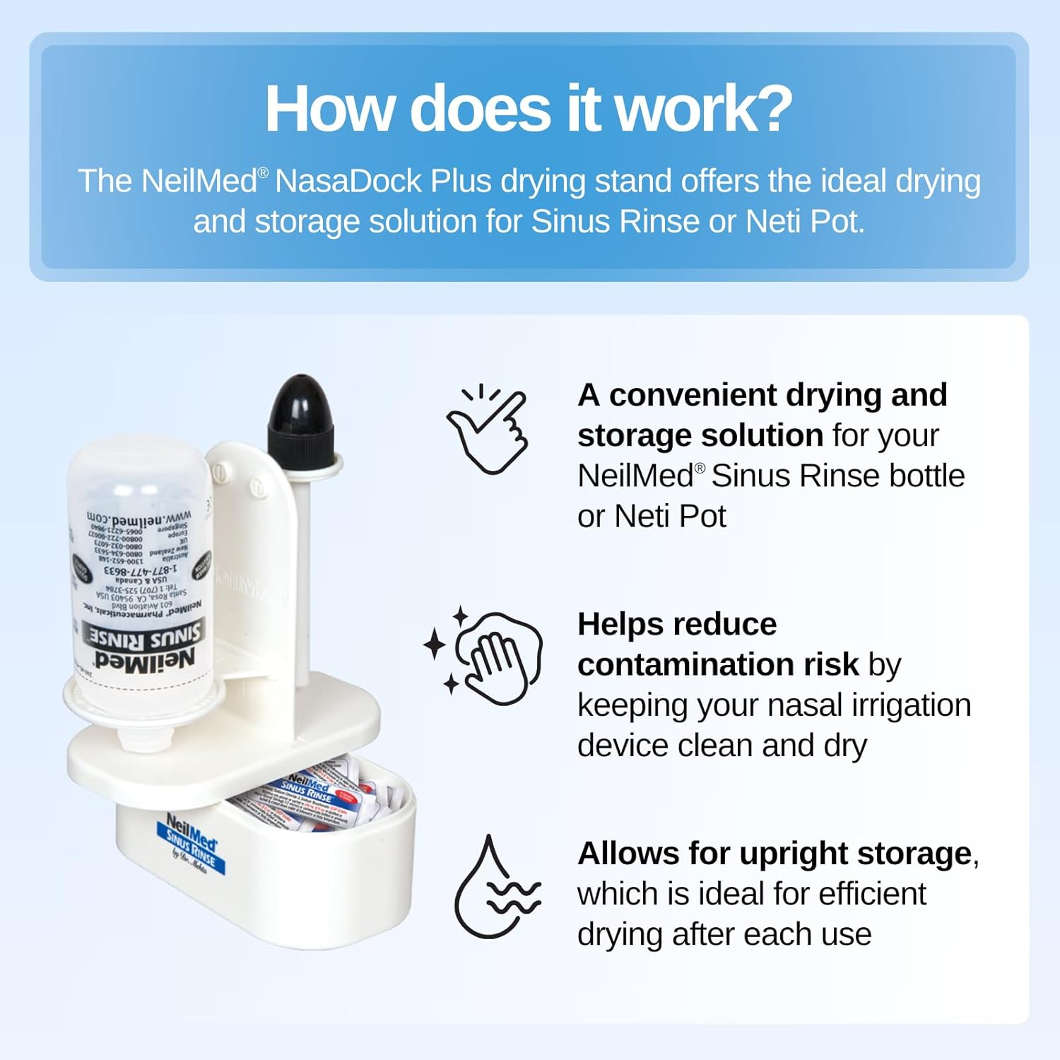 Neilmed Pharmaceuticals - Nasadock plus Drying Stand with Packet Storage image number 1