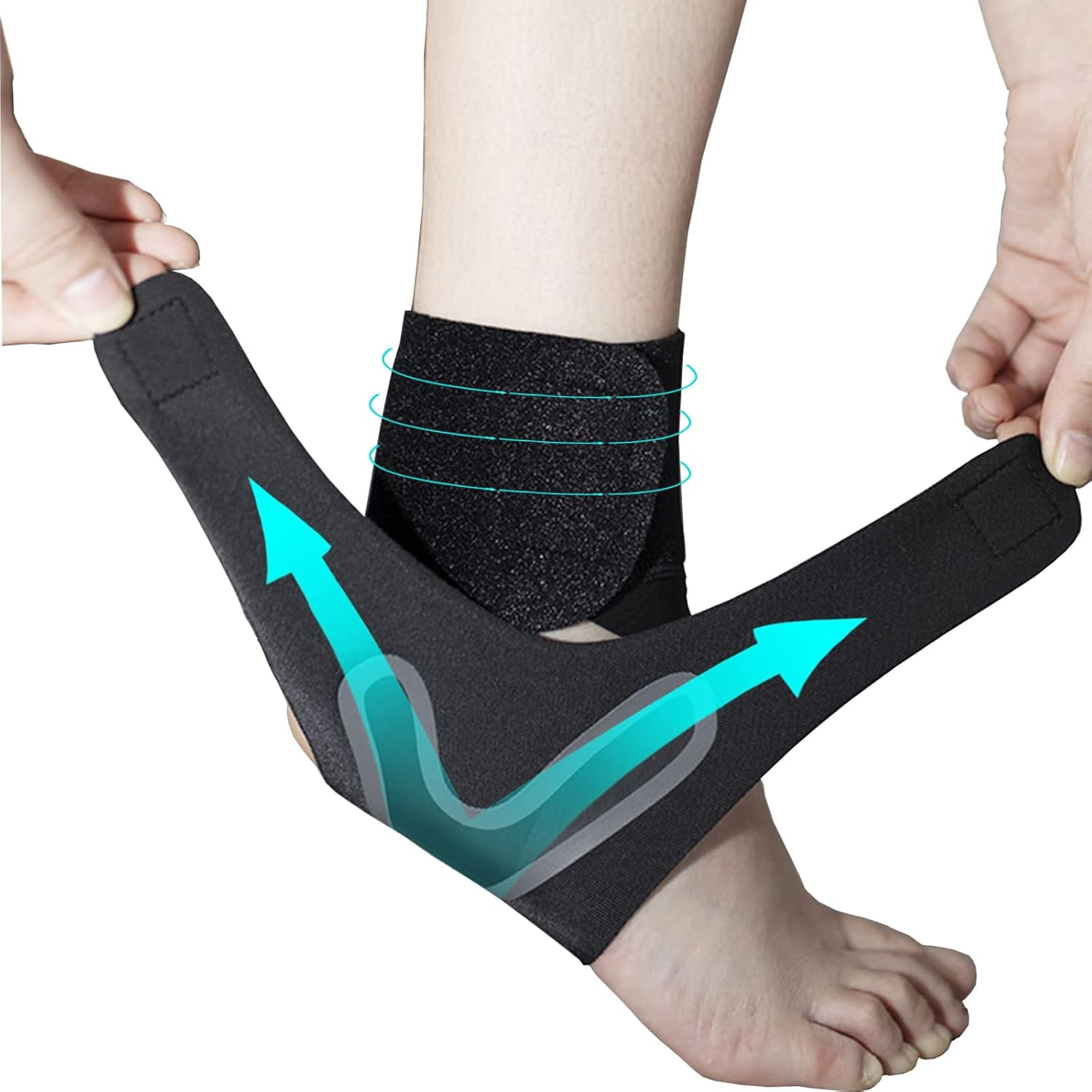 Ankle Support Brace， Open-Heel Ankle Brace with Adjustable Straps for Sports Protect, Plantar Fasciitis, Achilles Tendonitis, Ligament Damage, Injury Recovery，Male and Female, Distinguish Left and Right (Right, L) image number 2