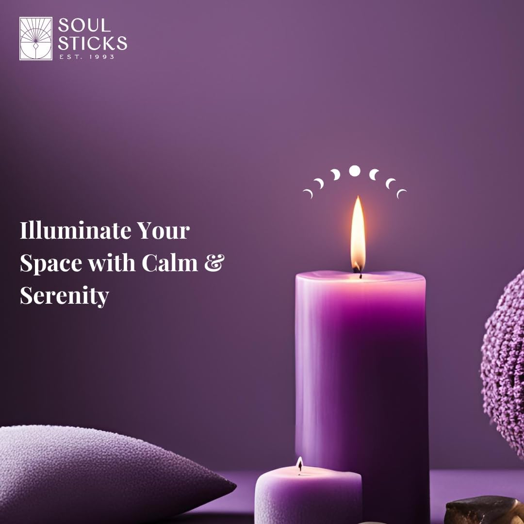 Soul Sticks Peace Magic Spell Chime Taper Candles 20 Pack - Ideal for Altar, Rituals, Ceremonies, Meditation Purple Candle for Witchcraft Supplies, Wiccan, Unscented Candles Clearance