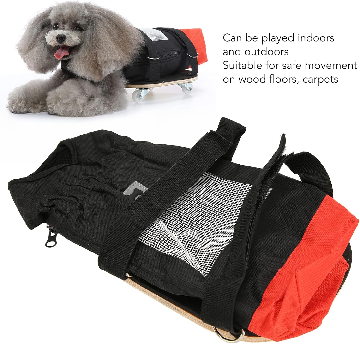 Dog Walking Scooter, Elastic Band Silent Wheels Pet Wheelchair, Breathable Oxford Fabric Pet Drag Bag Scooter, Outdoor Traction Bag Dog Cat Wheelchair for Back (M(Suitable For image number 4