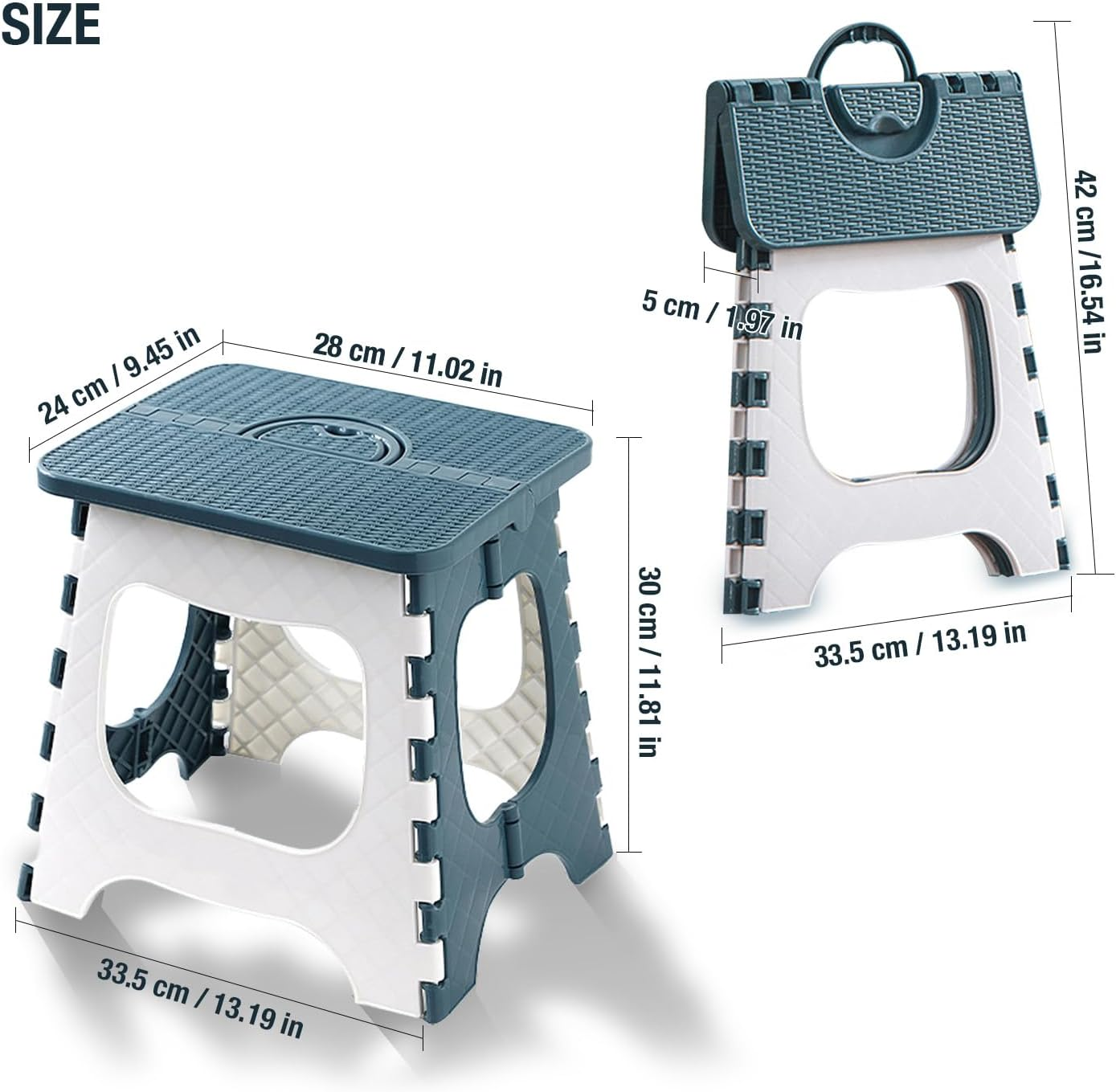 Auzly Foldable Step Stool 11.8Inch |Holds up to 330 Lbs| Collapsible Stool for Adults | Non-Slip Bathroom Step Stool | Portable Folding Stool for Kitchen, Home Storage | Space Saving Design image number 3