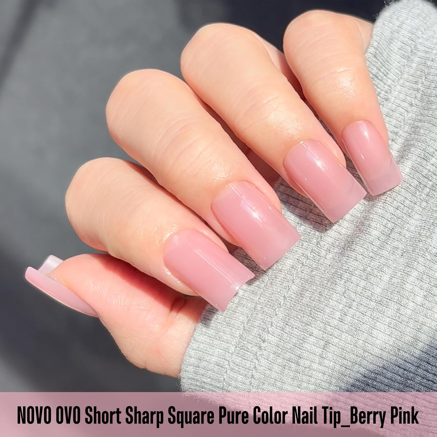 NOVO OVO Short Sharp Square Nail Tips Press on Pure Colour Berry Pink, Requires Nail Glue, Matte Soft Gel Artificial Nail Extension, Full Cover Nails for DIY, 15 Sizes, 240 Pieces image number 5