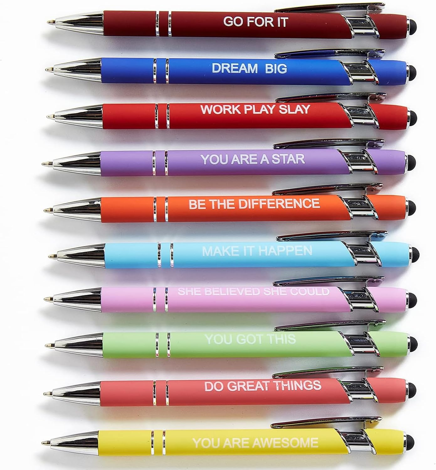 Funny Pens Colorful Ballpoint Pens with Inspirational Quotes and Touch Screen Function Office Gifts