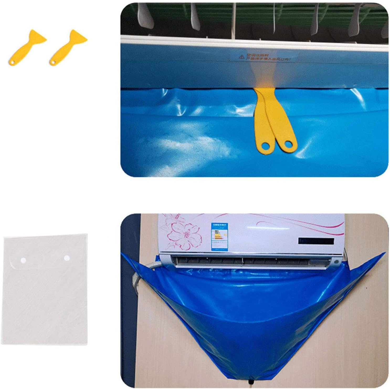 AC Cleaner Air Conditioning Cover - Waterproof Dust Washing Air Conditioner Cleaning Kit | Double-Sided Clean Set with Washing Bag and Water Pipe Kuitgh image number 5