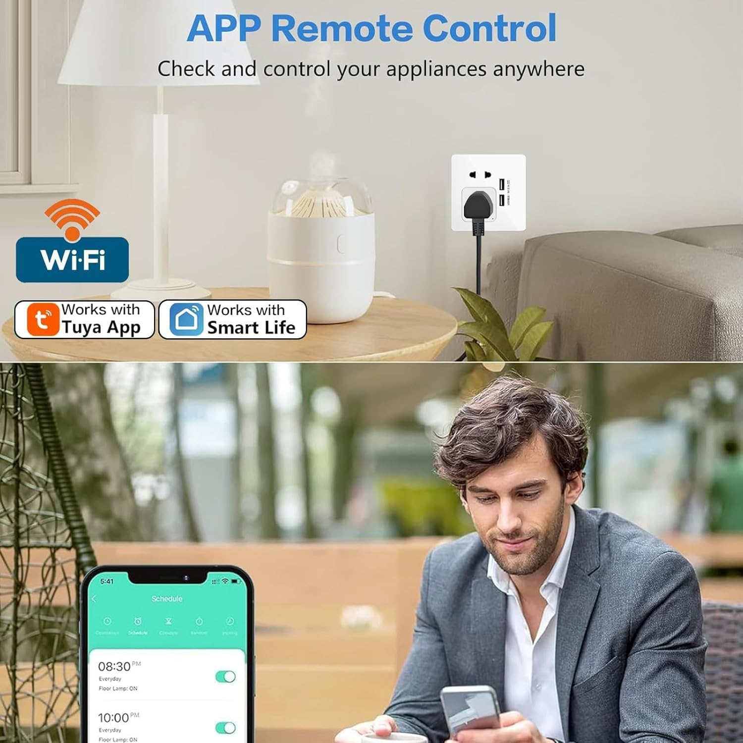 Useelink Smart Plug, Wi-Fi Enabled, Voice Control, Alexa, Google Home Compatible, Timer Function, App Remote Control, Family Sharing,No Hub Required-2Packs image number 4
