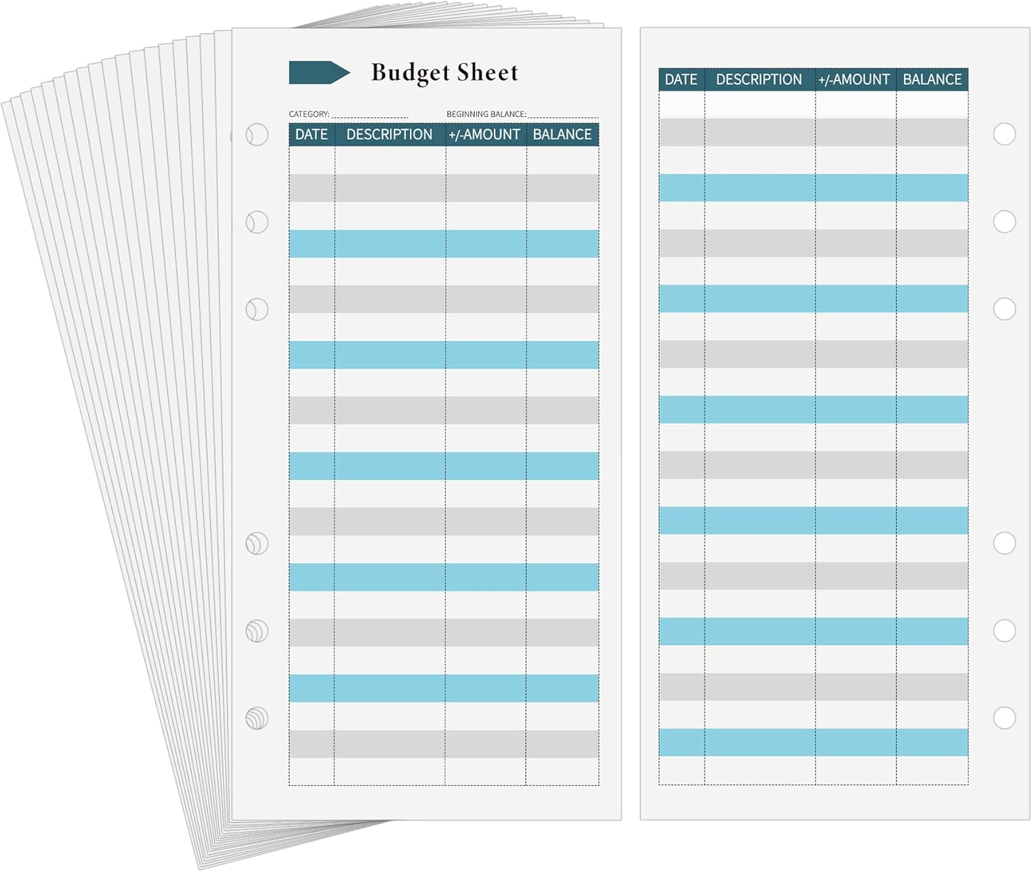 Ndsox 60PCS A6 Budget Sheets for Budget Planner Binder, 6-Holes Expense Budget Tracker Sheets, Spending Tracker Sheets, A6 Budget Binder Inserts Cash Ledger Book Wallet Bill Organizer, Pink