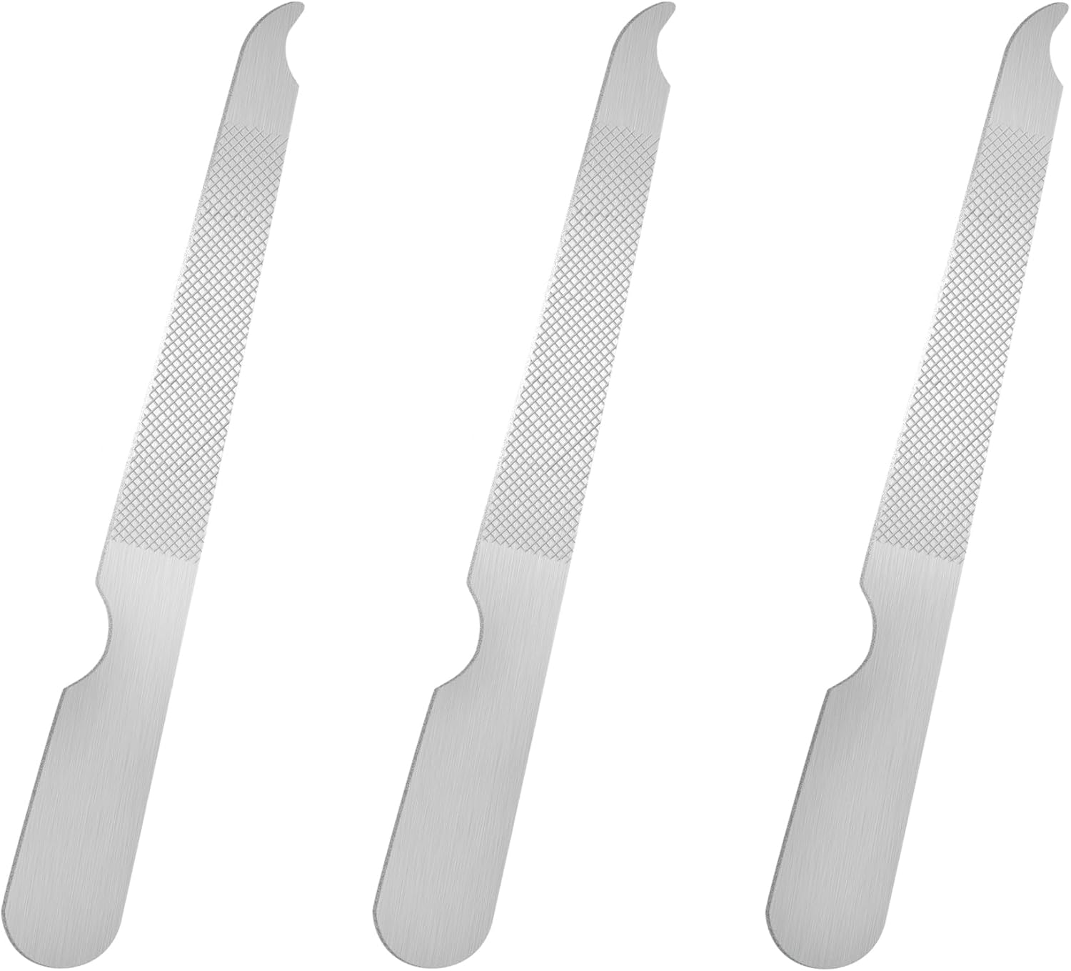 Blingkingdom 3 PCS Stainless Steel Nail File Metal Double Sided Nail File with Curved Sharp Pointed for Salon and Home Manicure Files (Silver) image number 2