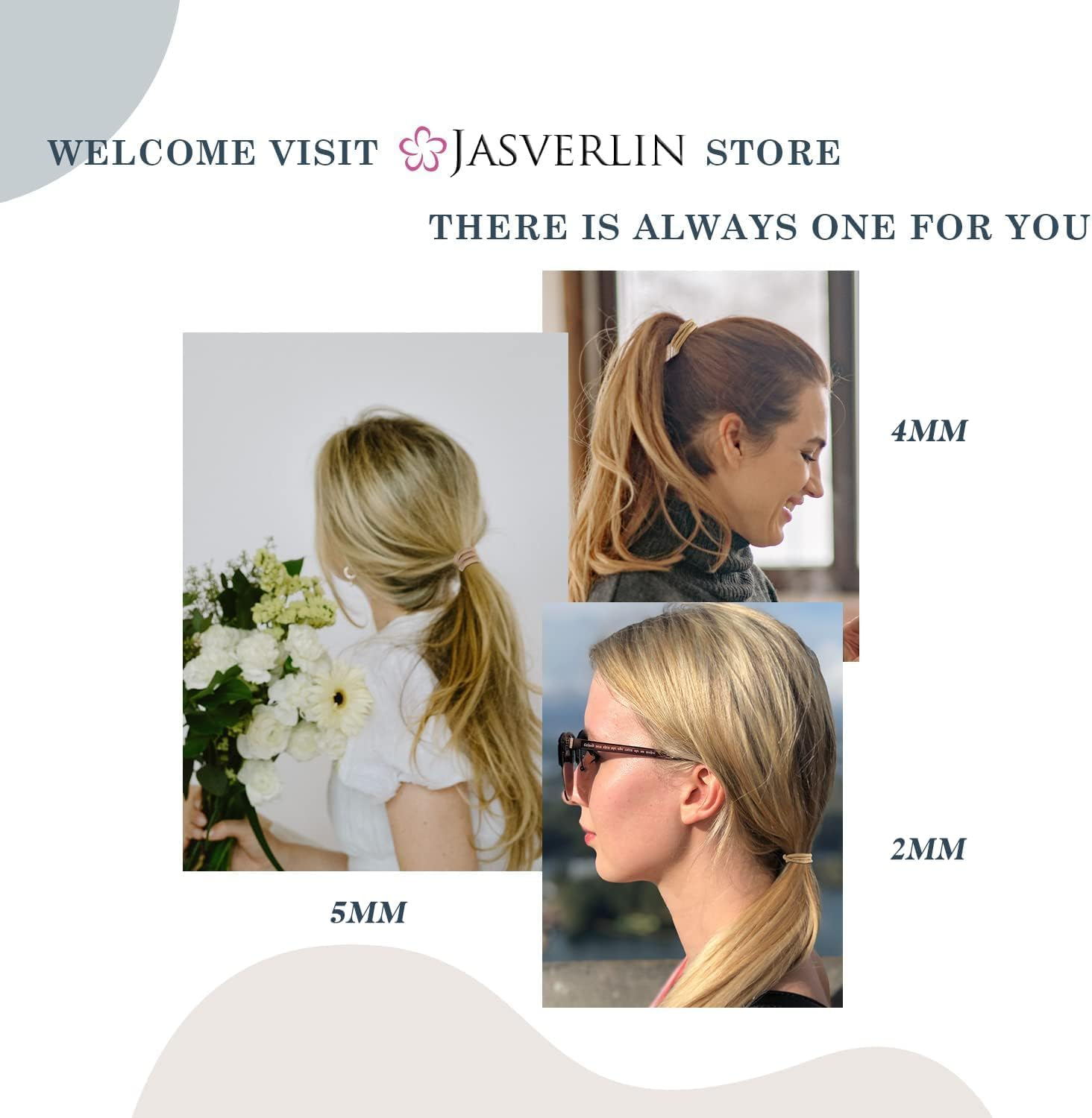 JASVERLIN 2Mm Light Blonde Elastics Hair Ties, Thin Ponytail Holder Hairtie for Women Girls Kids Fine to Medium Texture, No Pull Damage-Free Stretchy Rubber Band Accessories 80 Pcs image number 5