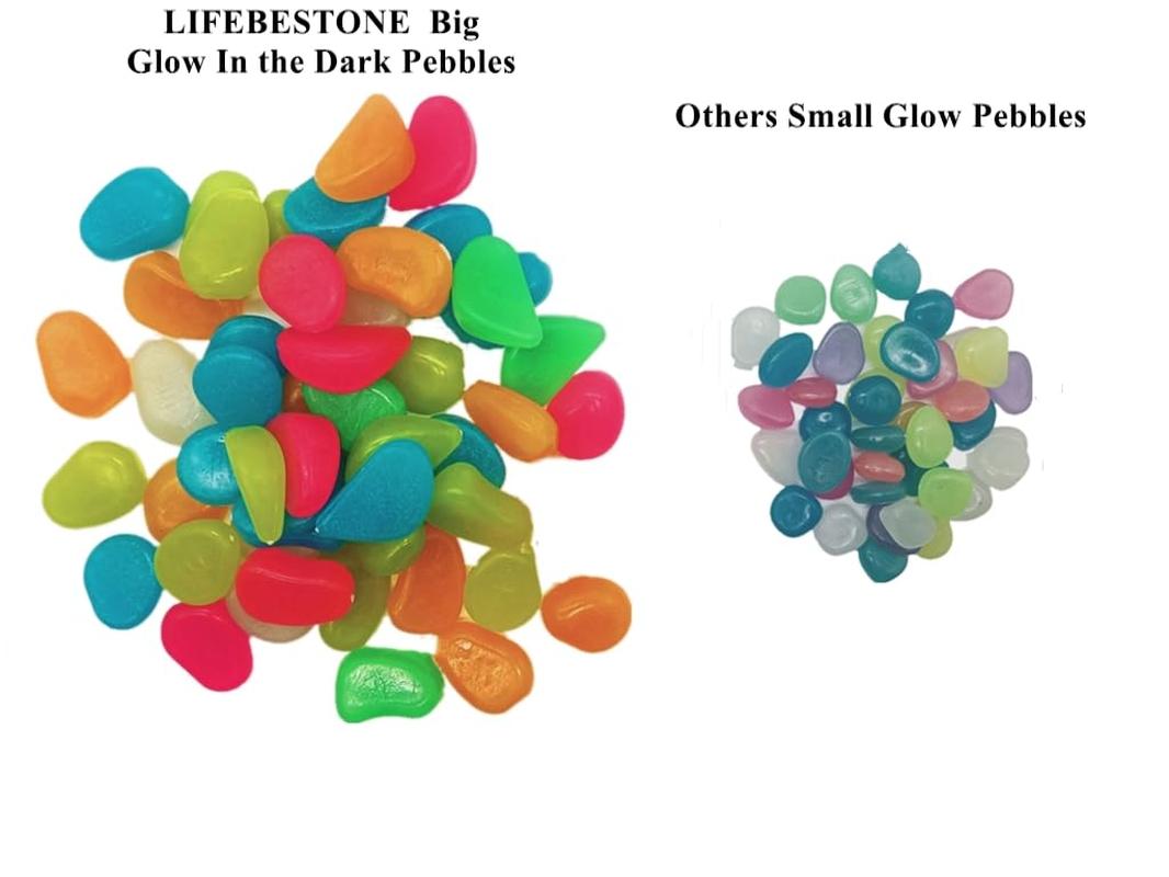 Big Rainbow Multicolor Glow in the Dark Rocks, Colored Pebbles, Aquarium Gravel, Fish Tank Gravel, Live Plants for Fish Tank, Glow Rocks for Garden Plant Pots Bonsai Walkway Driveway150 Pcs image number 2
