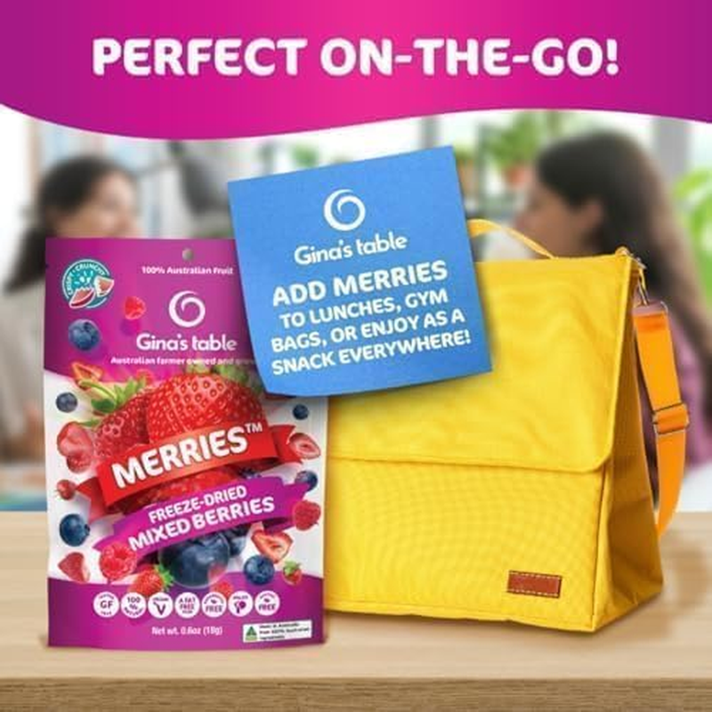 Gina&rsquo;S Table - Freeze Dried Mixed Berries 18G &ndash; Freeze Dried Fruit &ndash; Low Calorie Snacks for Kids & Adults &ndash; Natural Fruit Snacks &ndash; Freeze Dried Berries (Raspberries, Blueberries & Strawberries) &ndash; 10 Count image number 2