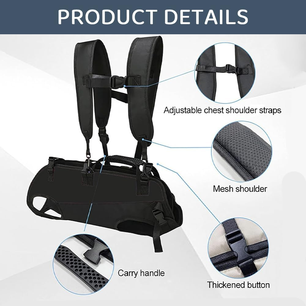 RUTREZOGO Adjustable Dog Lift Harness & Sling Carrier &ndash; Portable Full-Body Pet Backpack for Small Dogs, Front Leg Support for Arthritis, Hip Dysplasia, Hiking, Biking, Motorcycle Travel (M)