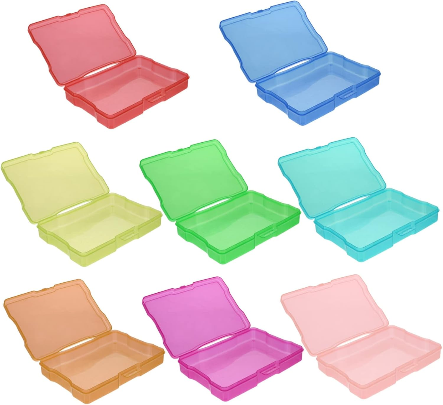 Mipcase 8Pcs Plastic Storage Boxes Photo Storage Container Postcards Organizing Case Multipurpose Jewelry Holder for Home and Office Mixed Colors 4X6 Inches image number 2