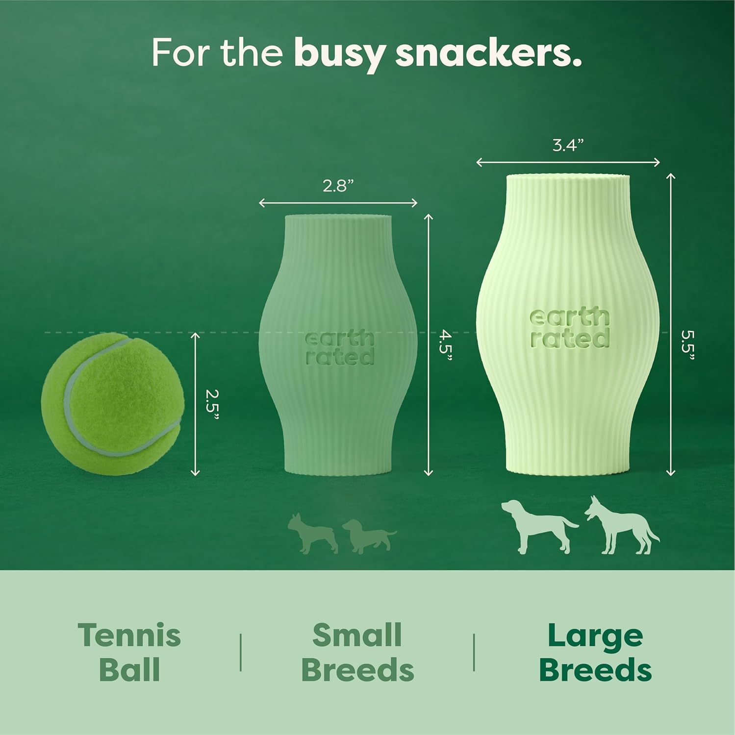 Earth Rated Treat Dispensing Dog Toys, Enrichment Toy for Adult and Puppy Dogs, Slow Feeder, Dishwasher and Freezer-Safe, Natural Rubber, Large, Green image number 6