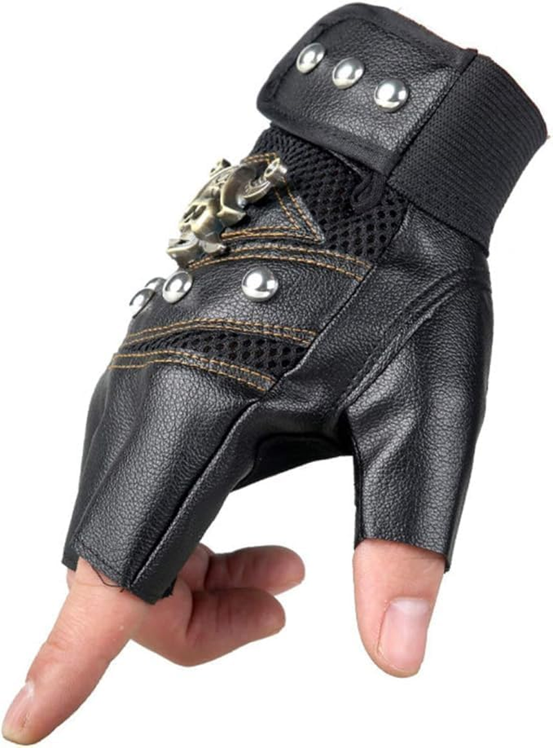Punk Rivet Motorcycle Car Driving Gloves Half Finger Mittens Rocker Driving Gloves