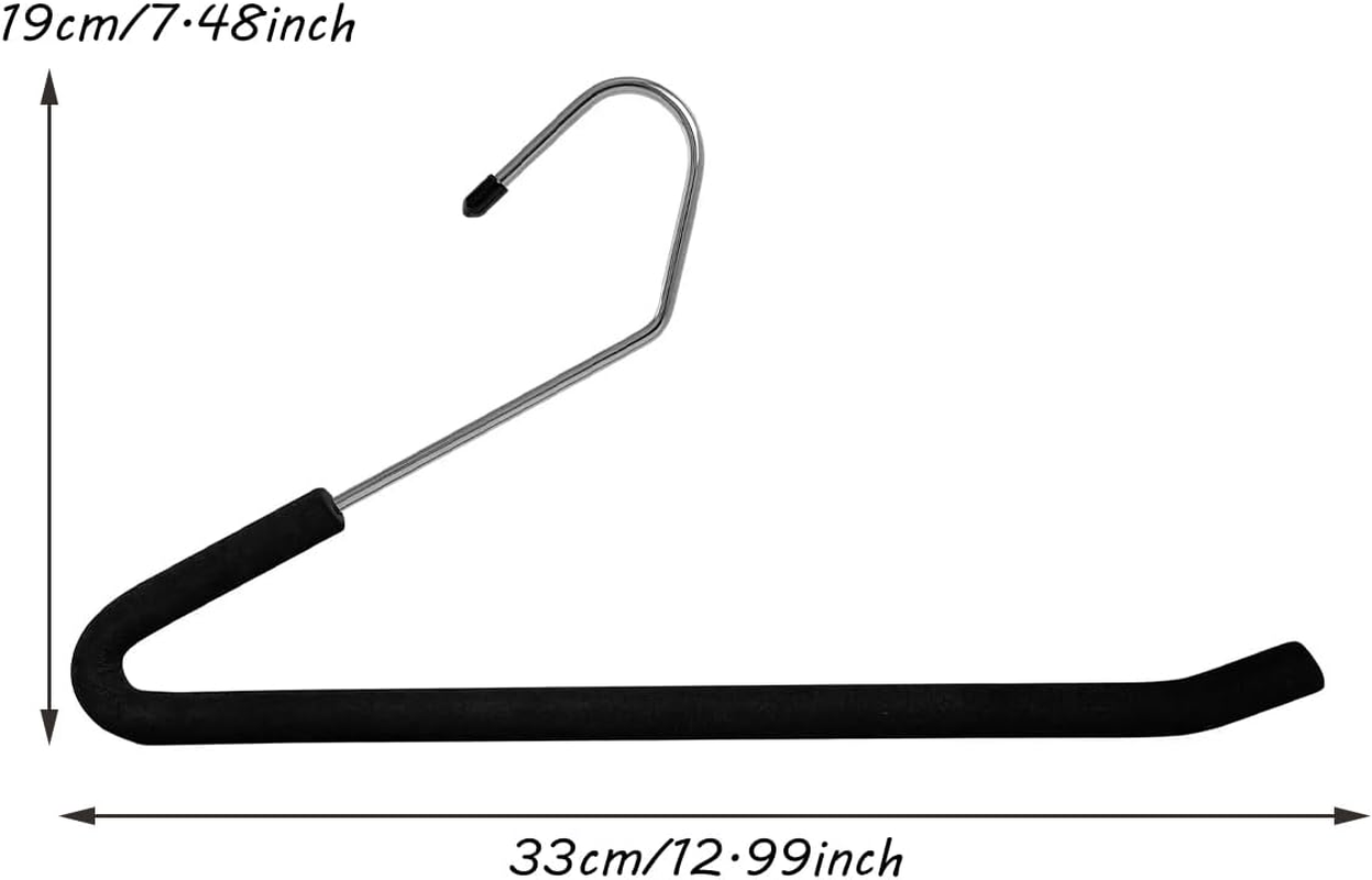 AIMALL 10-Pack Non-Slip Pants Hangers, 13 X 7.5 Inches, Multi-Functional Sponge-Arm Trouser Rack with Open Design for Closet Organisation