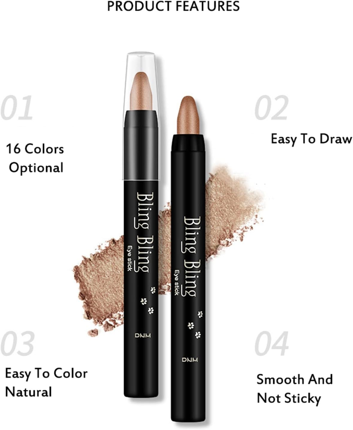 Eyeshadow Stick, 16 Colors Glitter Cream Eyeshadow Stick Set, Waterproof Eye Shadow Pencil, Colorful Eye Shadow Stick Pen Makeup Set, Waterproof & Long Lasting Starter Eyeshadow Stick Sets image number 5