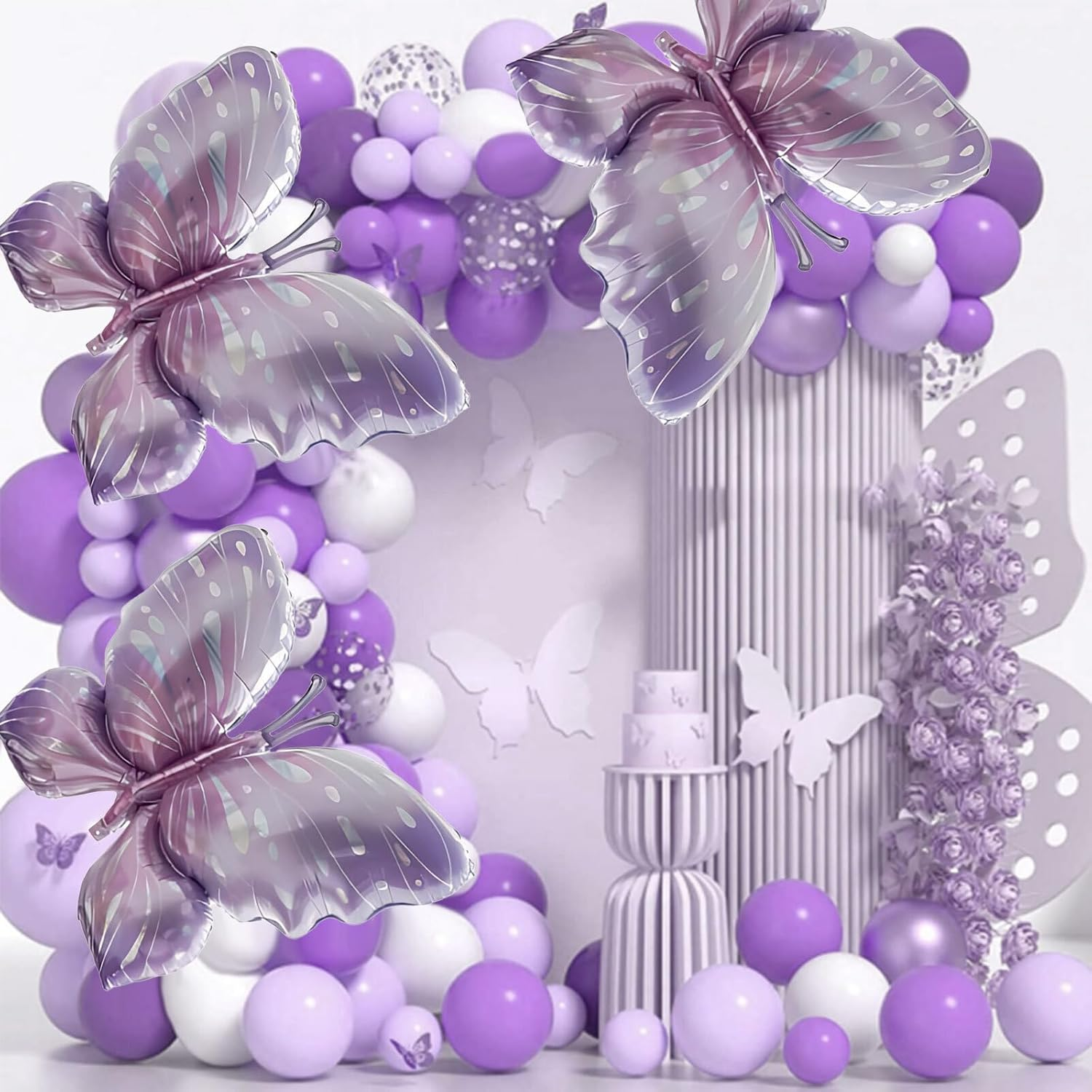 Lyvixora 2 Pcs Purple Butterfly Balloons - Elegant Butterfly Foil Balloons for Birthday Party Decorations, Vibrant Mylar Balloon Kit for Wedding & Theme Parties image number 5
