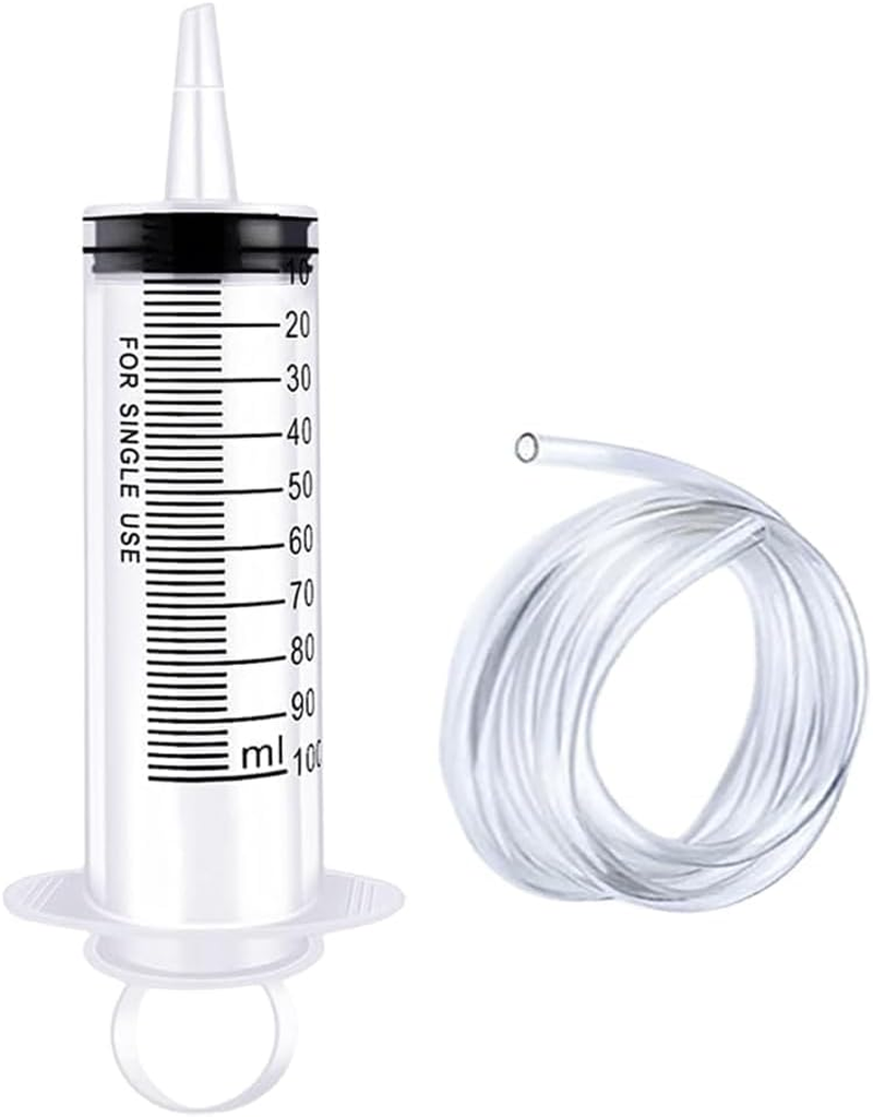 100ML Large Syringe 1-Pack with 130Cm Tubing &ndash; Reusable Plastic Luer Lock Injector for Liquid Measuring, Lab, Garden, Pet Feeding & Oil Extraction image number 3
