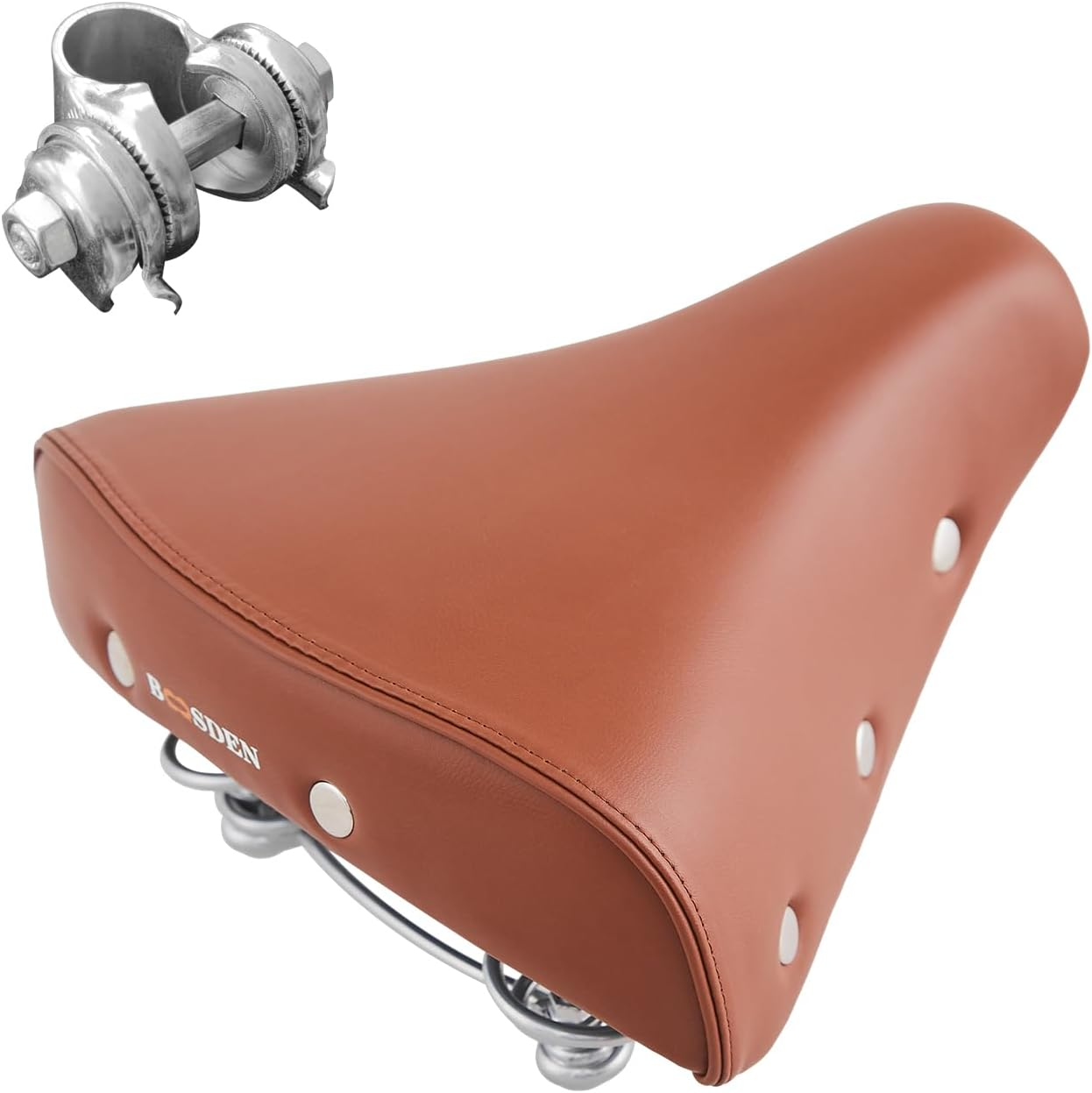 BOOSDEN Brown Bike Seat, Brown Bike Saddle, Vintage, Mountain Bike Seat and Road Bike Saddle, Comfortable Bike Seat for Men and Women, Waterproof and Shockproof