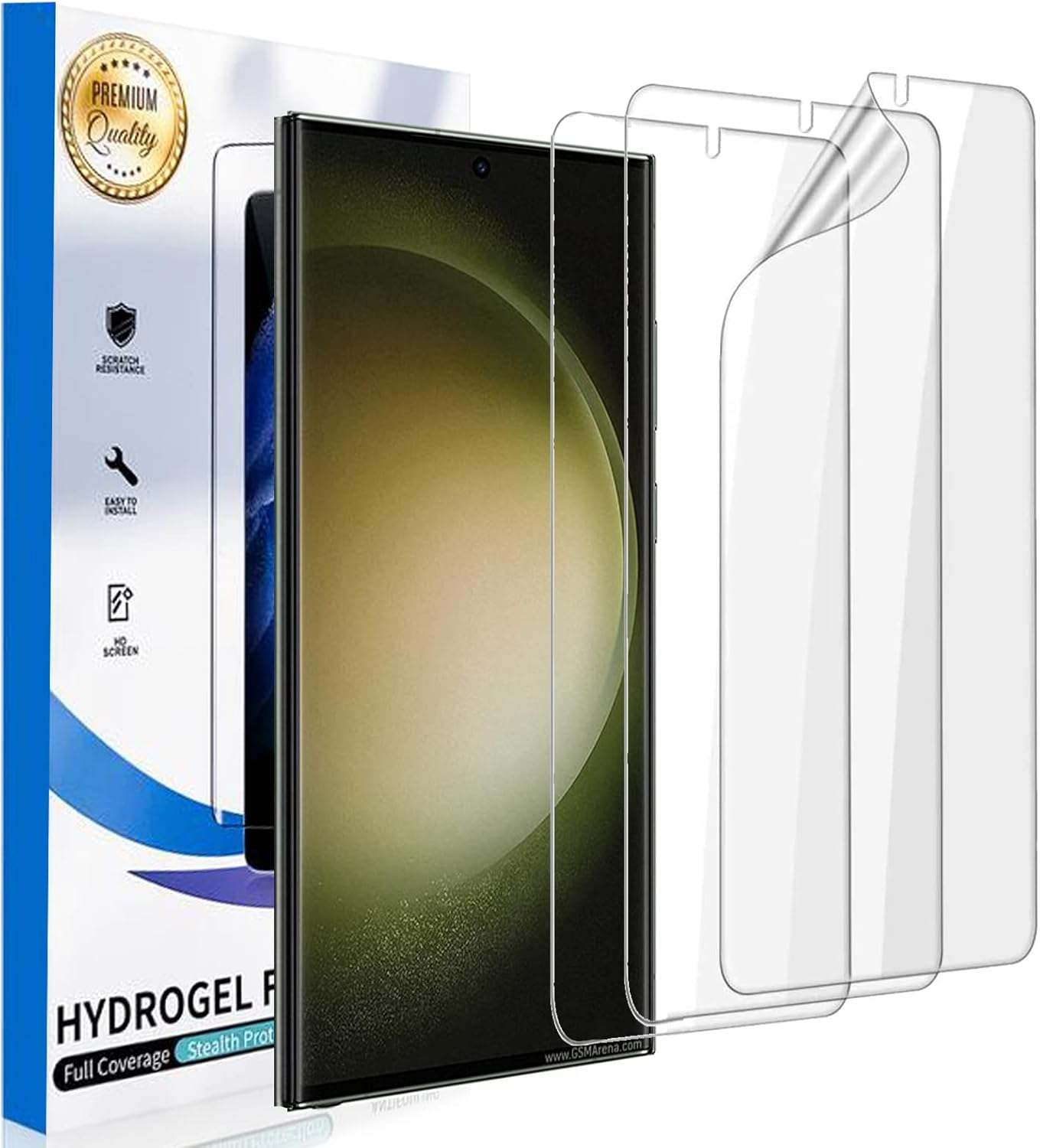 HEYUS [3 Pack] for Samsung Galaxy S23 Ultra Screen Protector, Full Cover HYDROGEL Aqua Screen Protector Curved for Samsung Galaxy S23 Ultra 5G image number 2