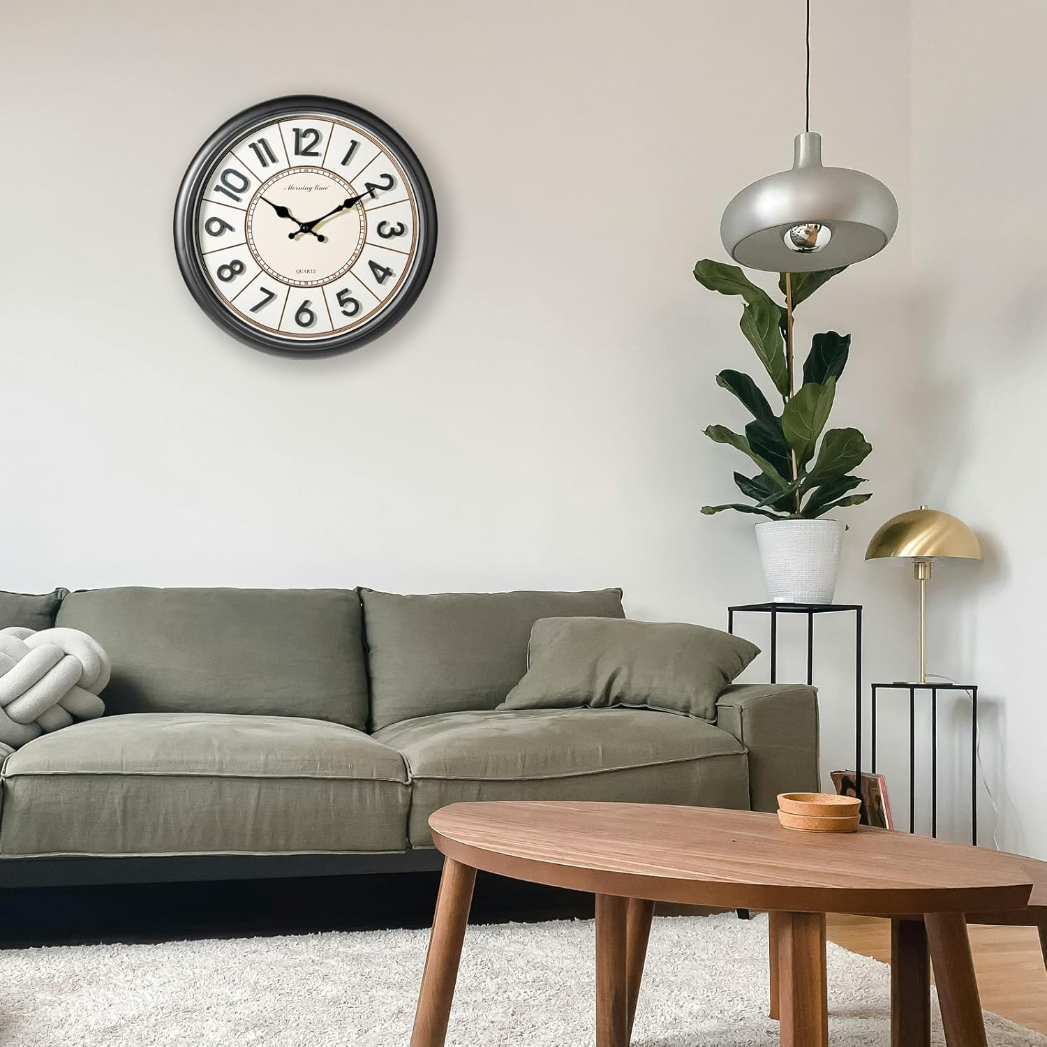 40Cm Wall Clock, round with 3D Numerals, Large Wall Clock, Battery Operated, Modern Decor for Home, Office, and Living Room