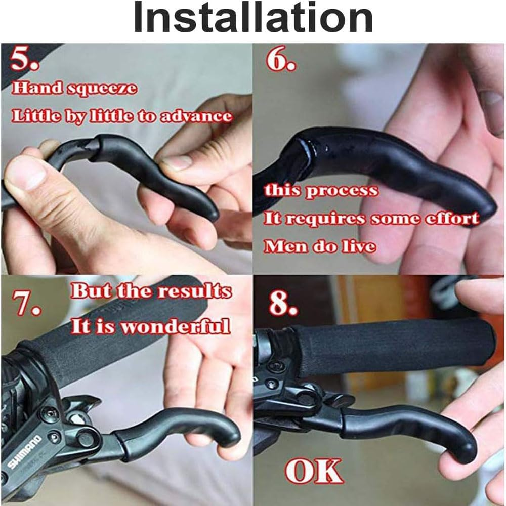 Lyhaogao 2 Pairs Anti-Slip Brake Lever Grips, Universal Bike Brake Handle Cover for Mountain and Road Bicycles, Durable Silicone Sleeve Protector for Enhanced Grip and Safety (Black/Red/White/Blue) image number 3