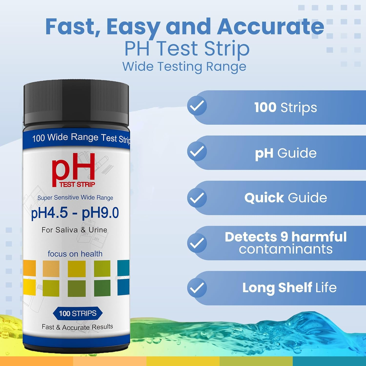 Ph Test Strips for Testing Alkaline and Acid Levels, Track & Monitor Your Ph Level Using Saliva and Urine at Home, Get Highly Accurate Results in Seconds, 4.5-9.0 Range image number 6