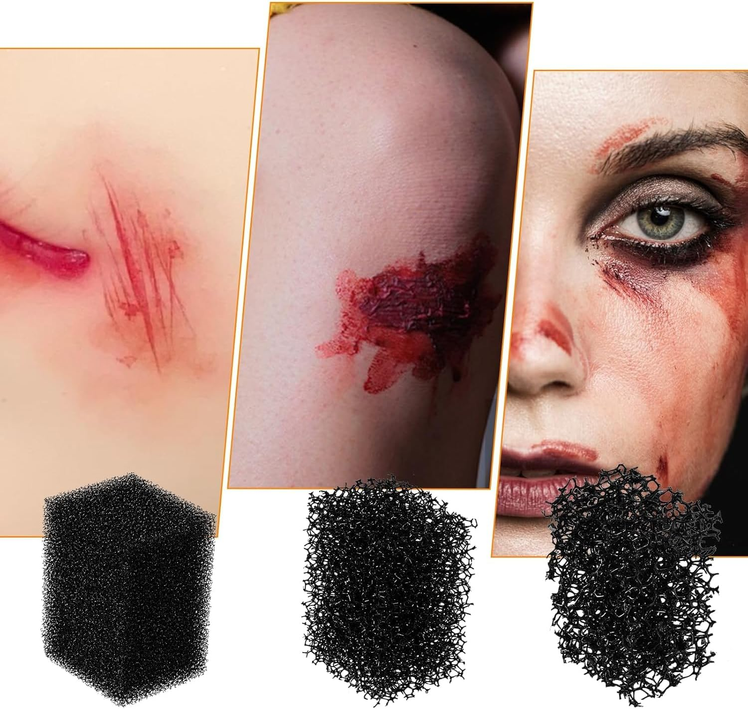 Stipple Sponges 12PCS - Special Effects Makeup Sponges for Texture, Beard, Freckles | 3 Hole Densities (Coarse/Medium/Fine) | Halloween, Cosplay, Movie SFX | Professional & DIY Artists image number 1