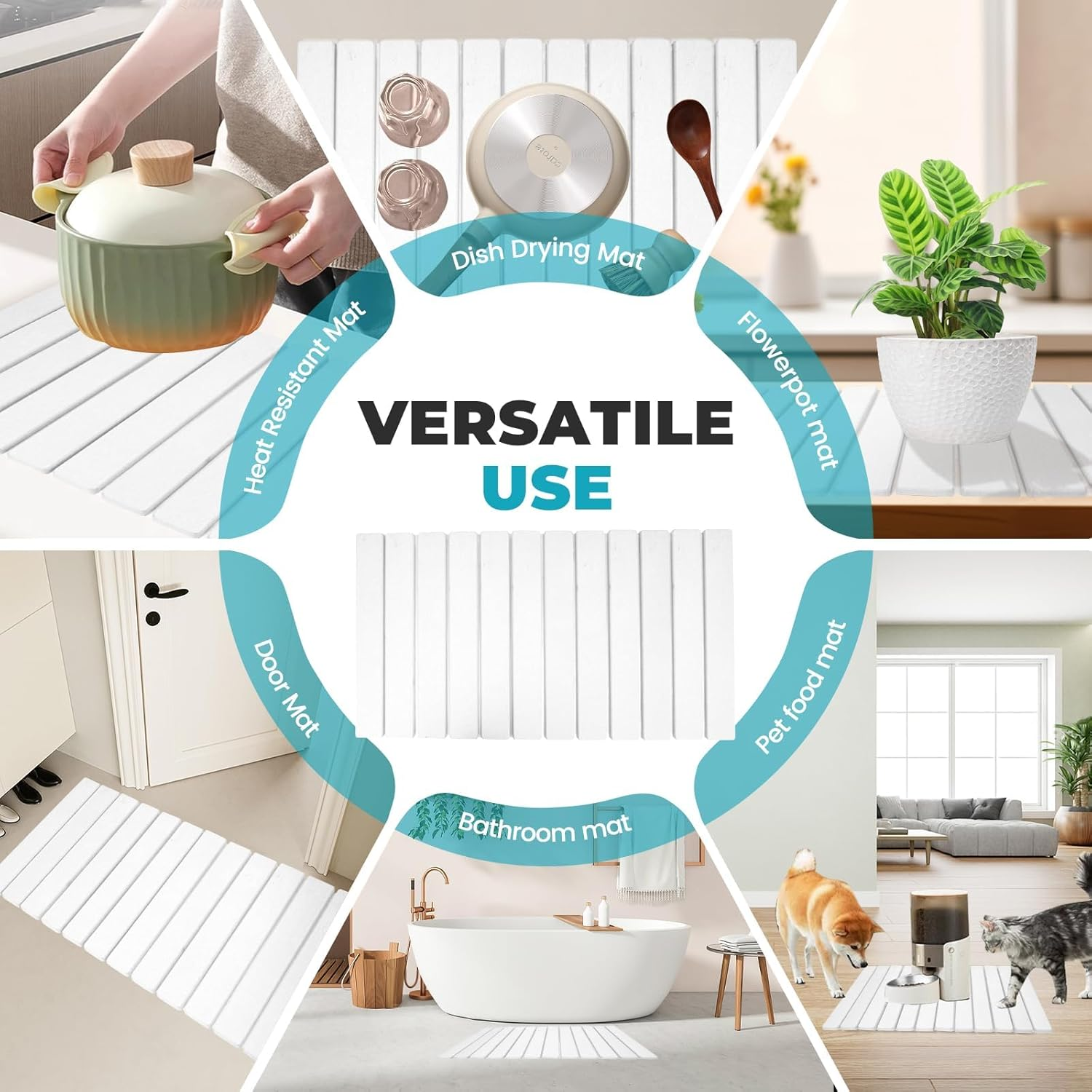 Diatomaceous Earth Dish Drying Mat, 60*40Cm Stone Drying Mat, Diatomaceous Earth Mats, Stone Dish Drying Mat, Environmentally Friendly Quick-Drying, Suitable for Tableware, Bottles, Cups image number 2