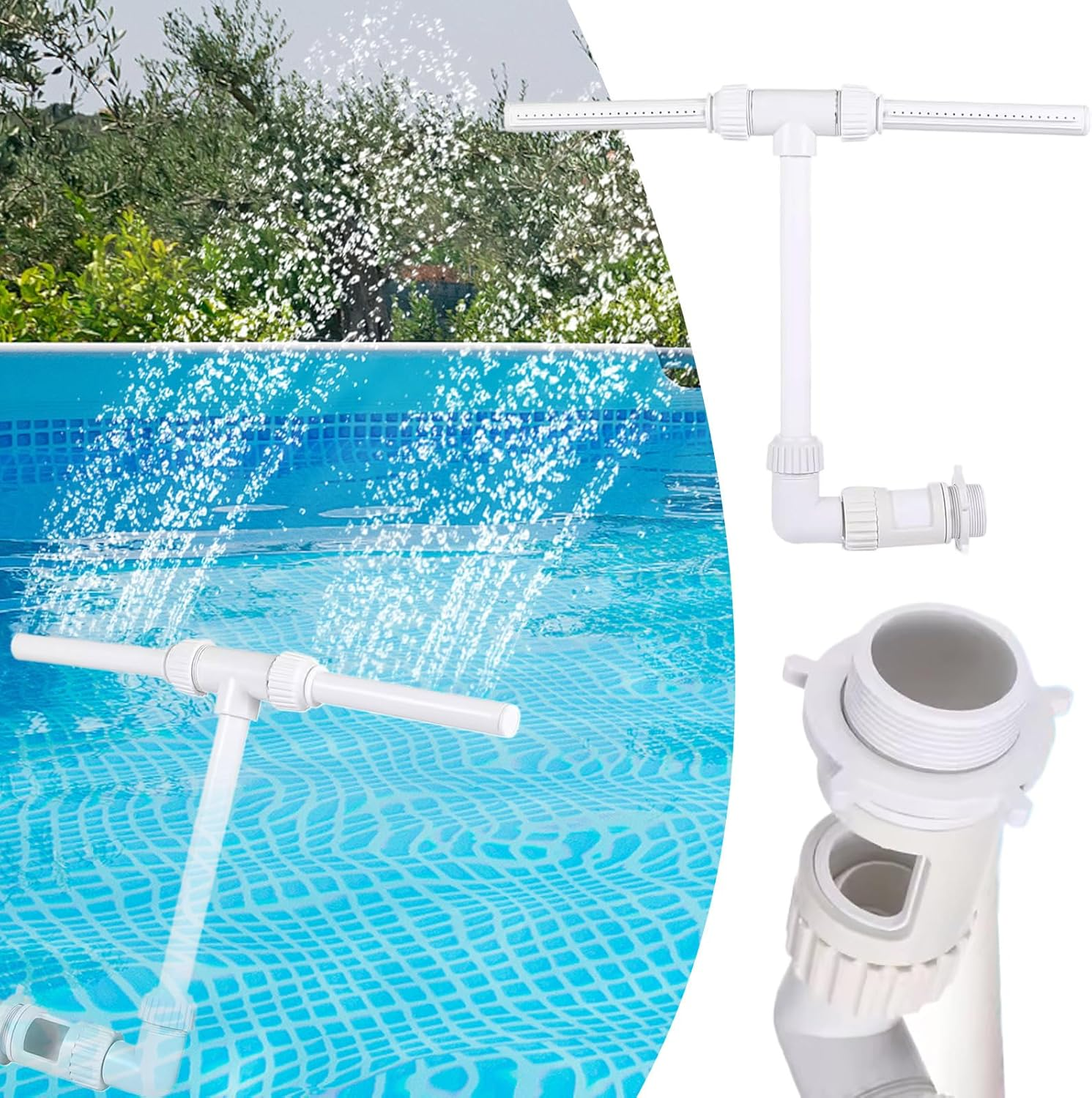 Pool Water Fountain, Inground Pool Sprayer Fountain, Double Spray Waterfall for Fish Pond Plant Irrigation Campus Facility Managers Gardening Area Camping Site image number 5