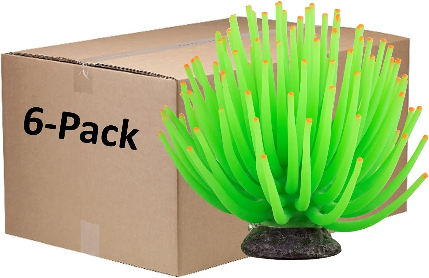 Glofish Anemone Ornament, Detailed Aquarium Ornament, Large Green, Creates a Glowing Effect