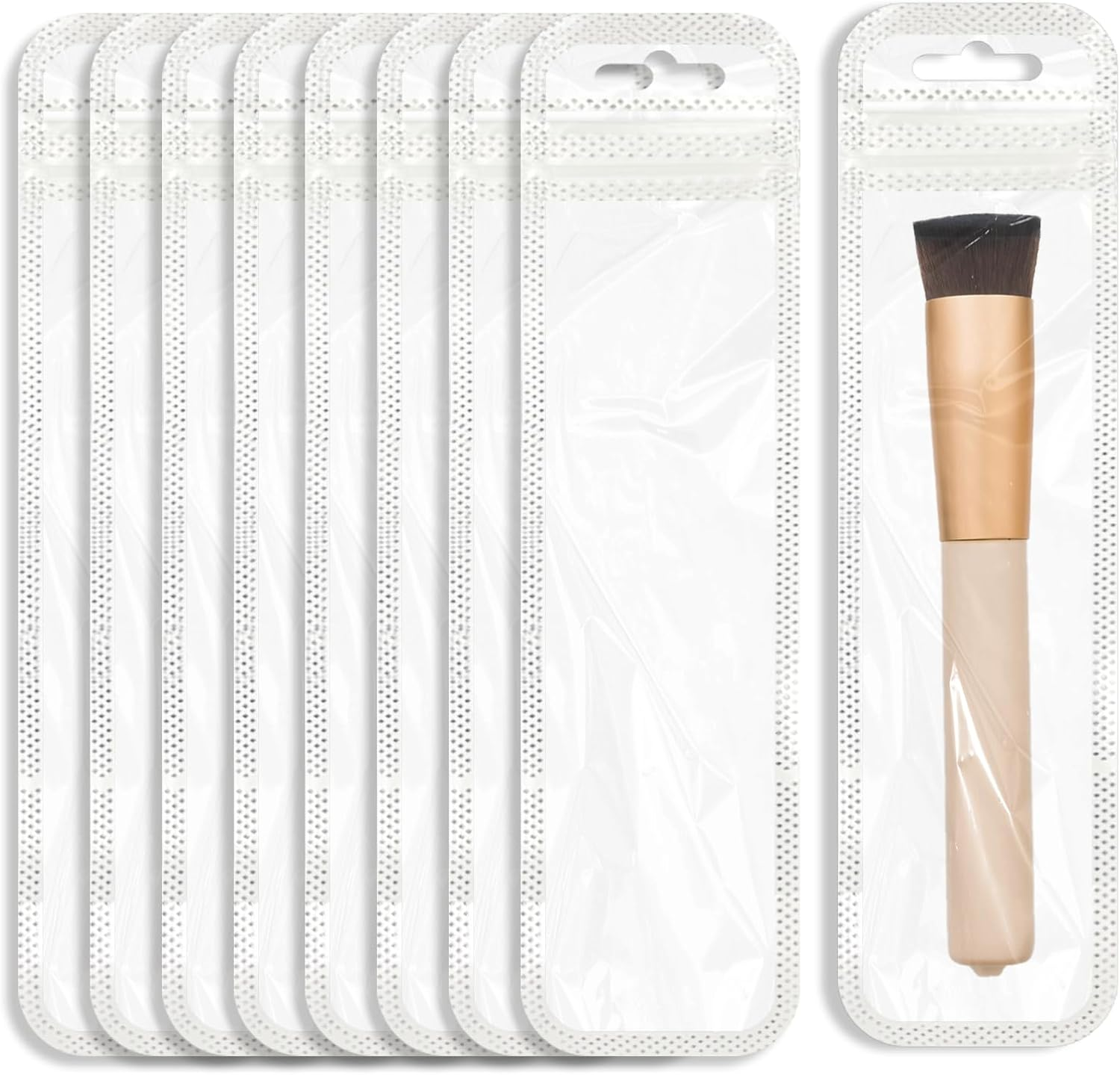 TEAONE Pen Packaging Bags, 100PCS Holographic Ziplock Packaging Bag for Packaging Lipgloss, Jewelry, Candy, Makeup Brush (4.5 X 18.5Cm)