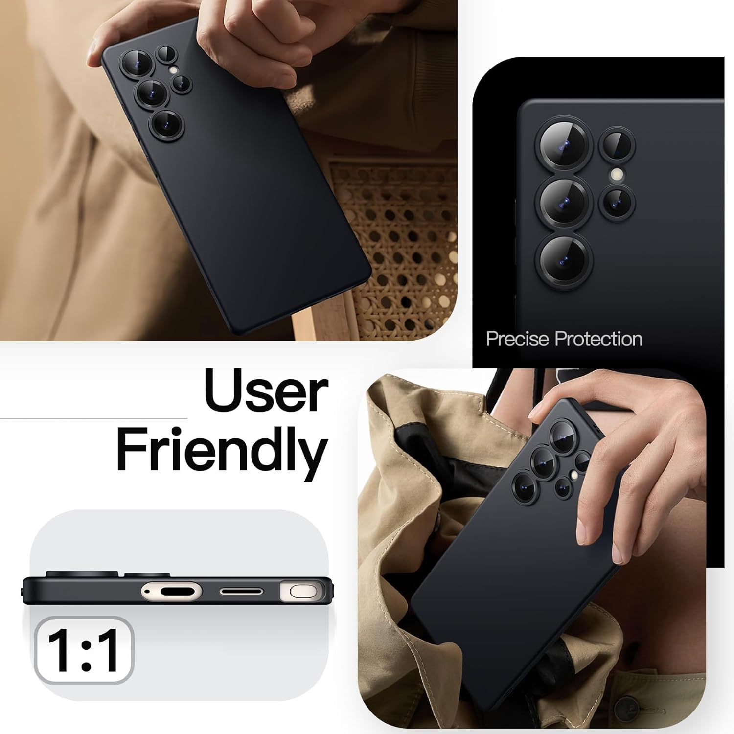 Jetech Slim Case for Samsung Galaxy S25 Ultra 5G with Camera Lens Full Protection, Ultra-Thin Lightweight Matte Finish Minimalist Protective Phone Cover (Titanium Black)