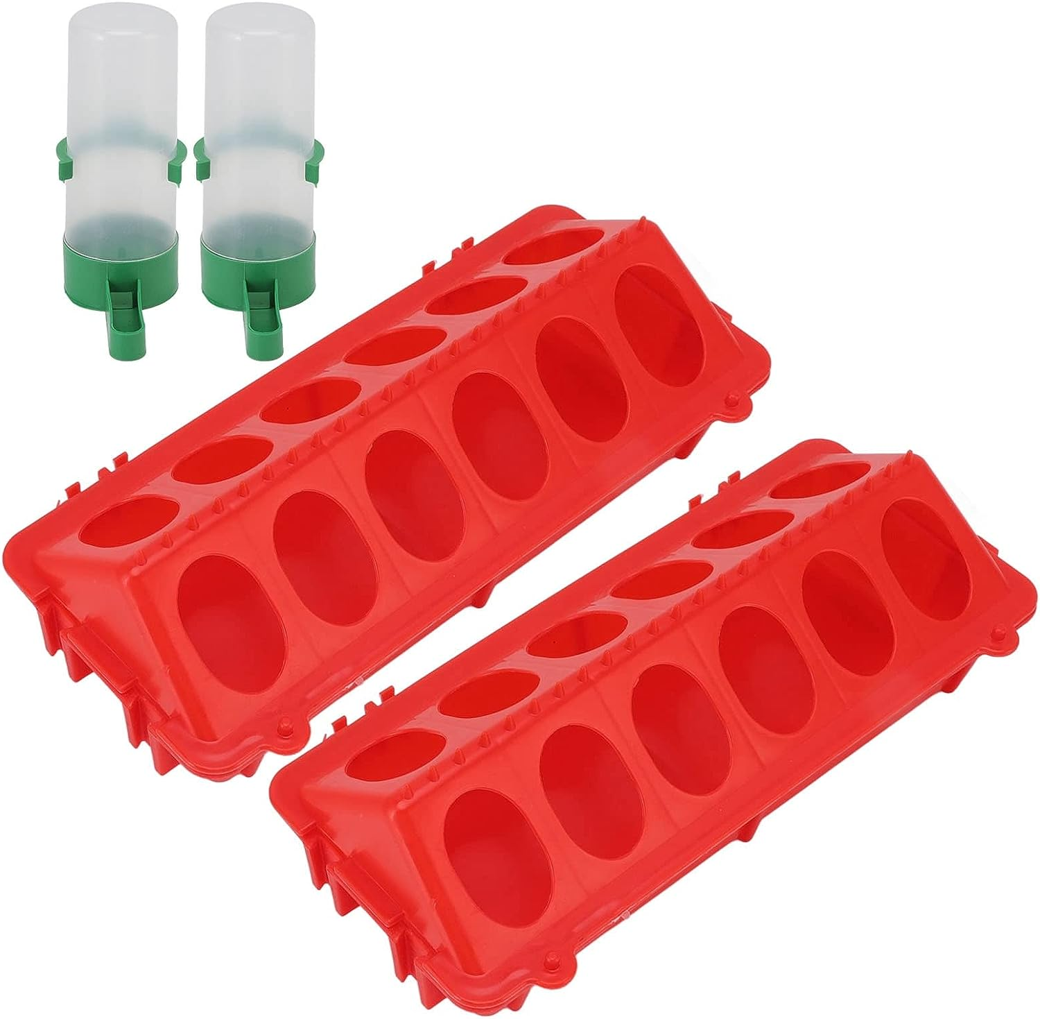 2 Sets, Chicken Trough for Poultry Equipment Feeders Birds (L Waterer 140ML) image number 3