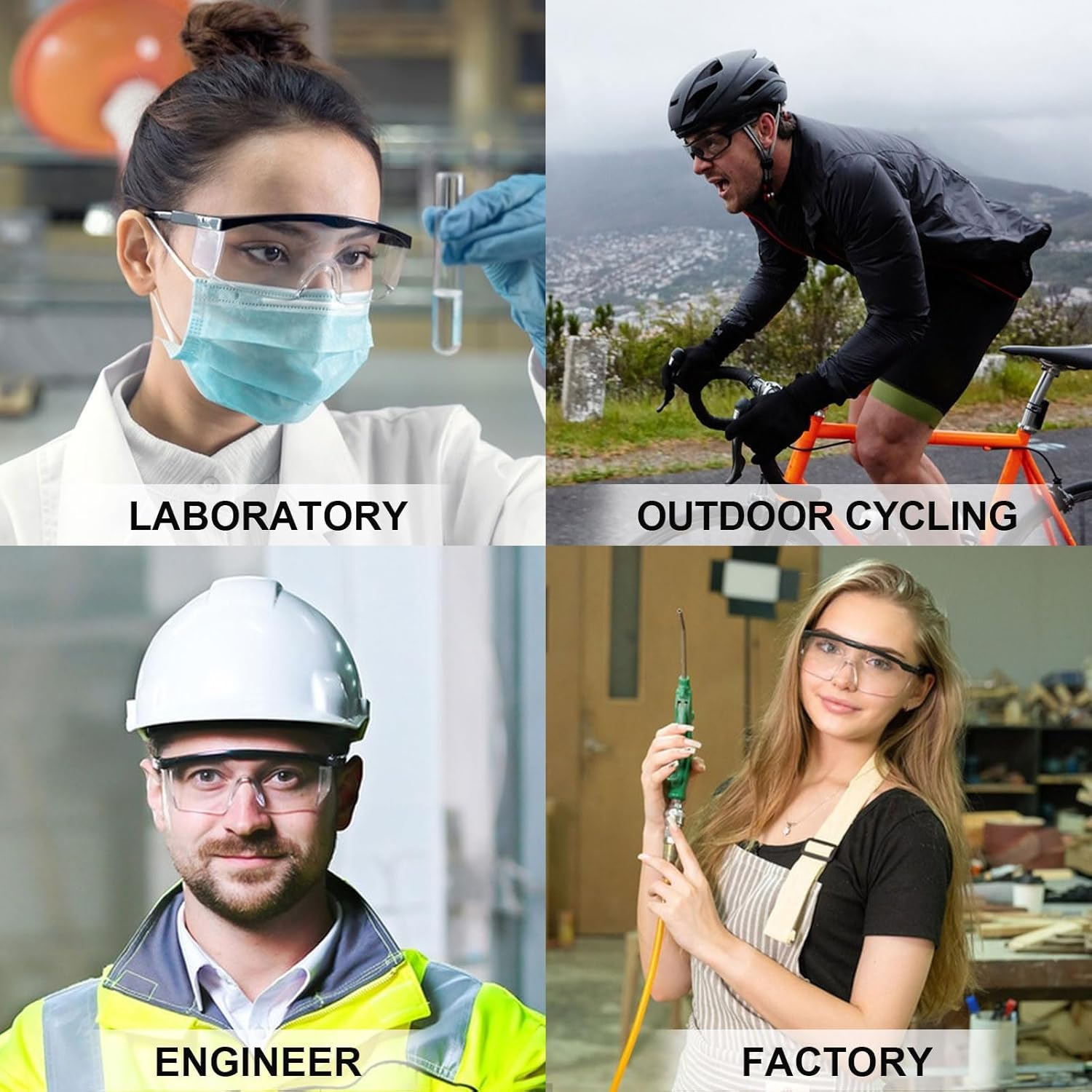 Heanvmyss Clear Safety Glasses,2 Pcs Protective Glasses,Transparent Safety Goggles,Anti-Fog Lab Goggles,Adult anti Scratch Protection Glasses for Work,Home,Gardening,Chemistry image number 2