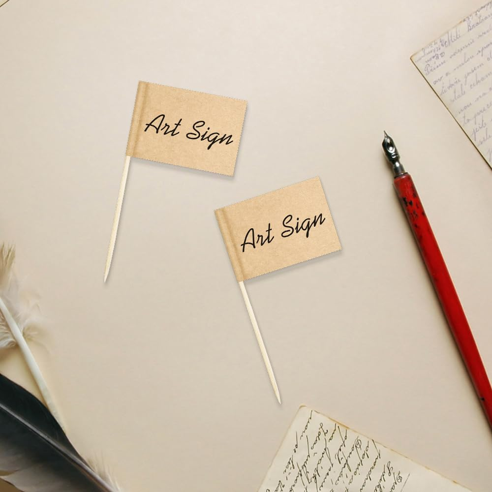 100 Pcs Blank Toothpick Flags Food Labels for Party Buffet Charcuterie Boards Accessories Cheese Markers Cocktail Picks Decorative Toothpicks for Appetizers Cupcake Sticks Decoration Party Supplies image number 4